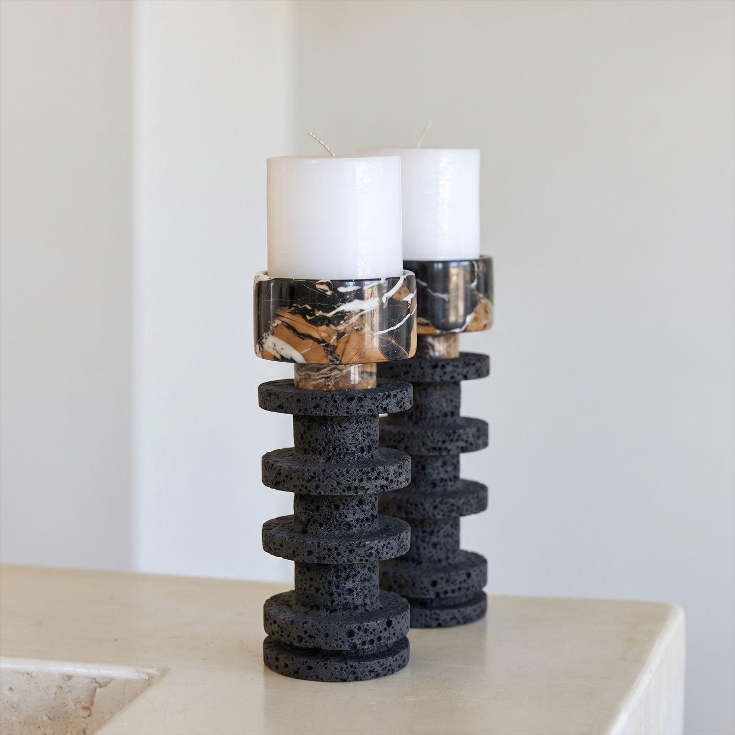 Candelabro decorativo de travertino torre Onyx pequeño-5