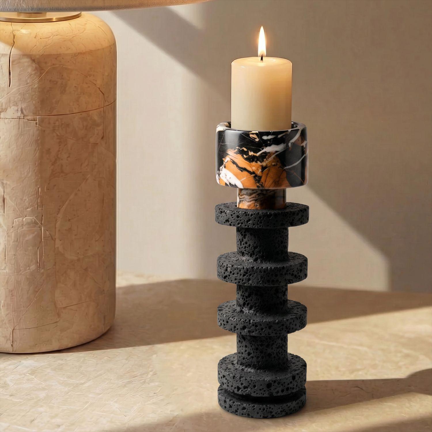 Candelabro decorativo de travertino torre Onyx pequeño-6