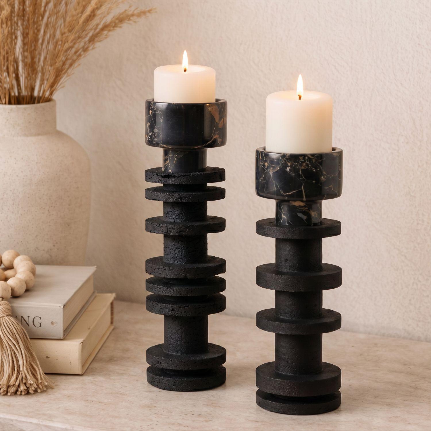 Candelabro decorativo de travertino torre Onyx pequeño-9