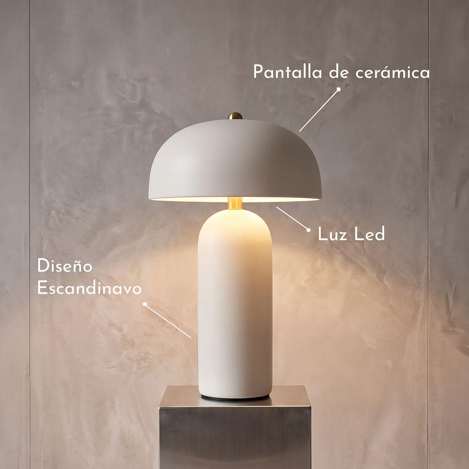 Lámpara de Mesa de Cerámica Blanca-3