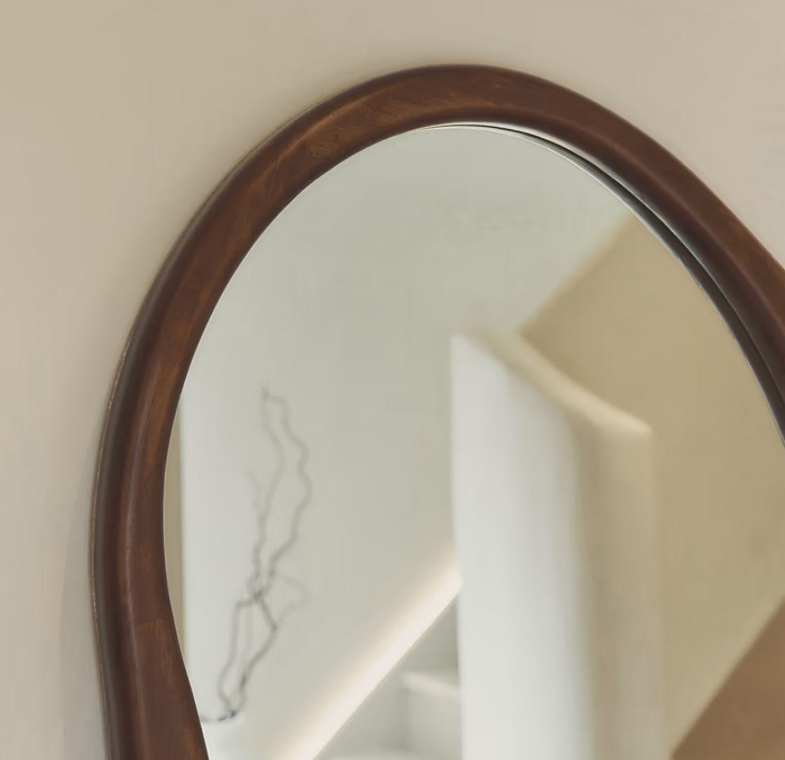 Espejo Asimetrico Cuerpo Entero Madera Color Cacao 180X80cm-3