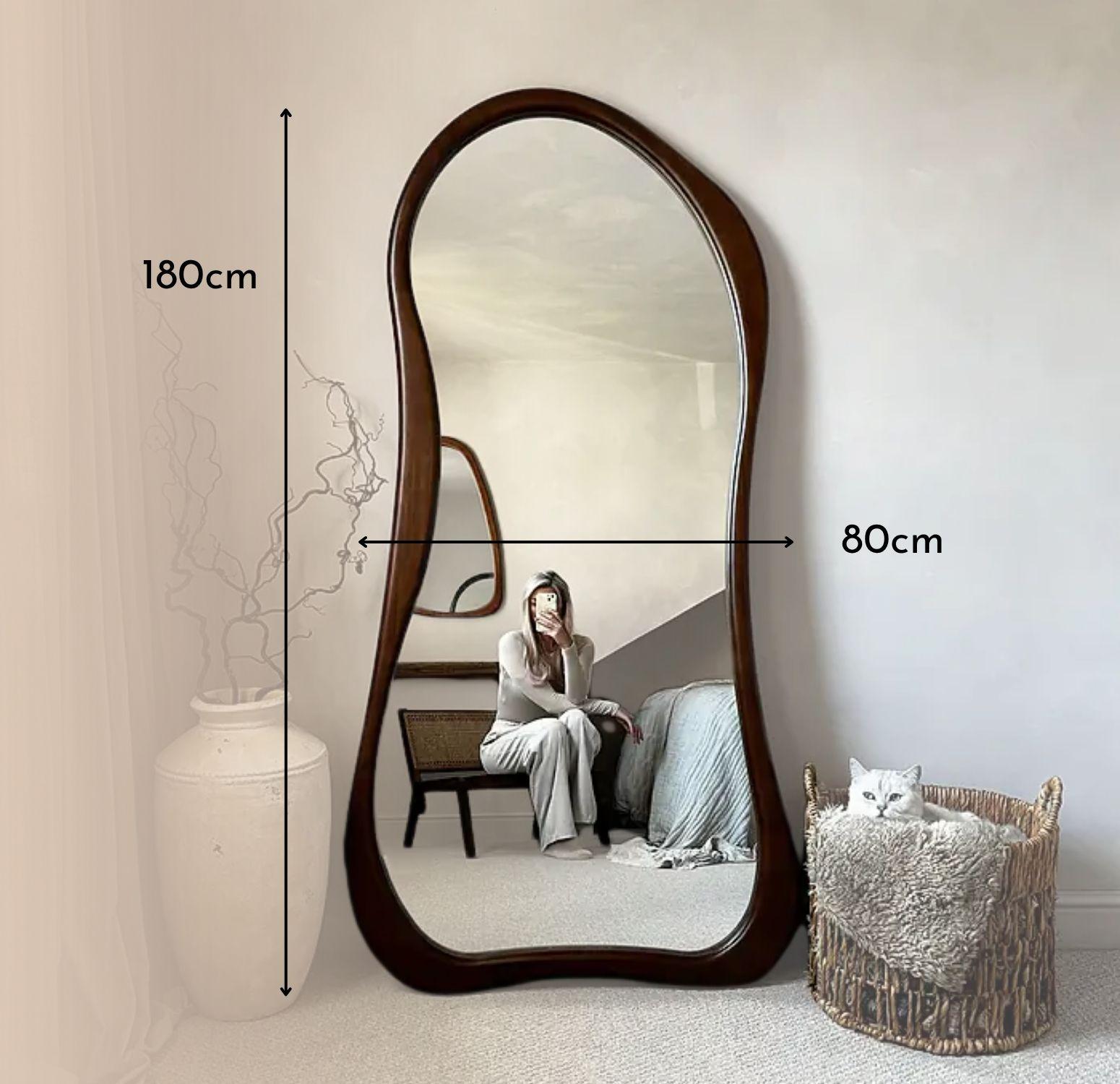 Espejo Asimetrico Cuerpo Entero Madera Color Cacao 180X80cm-5