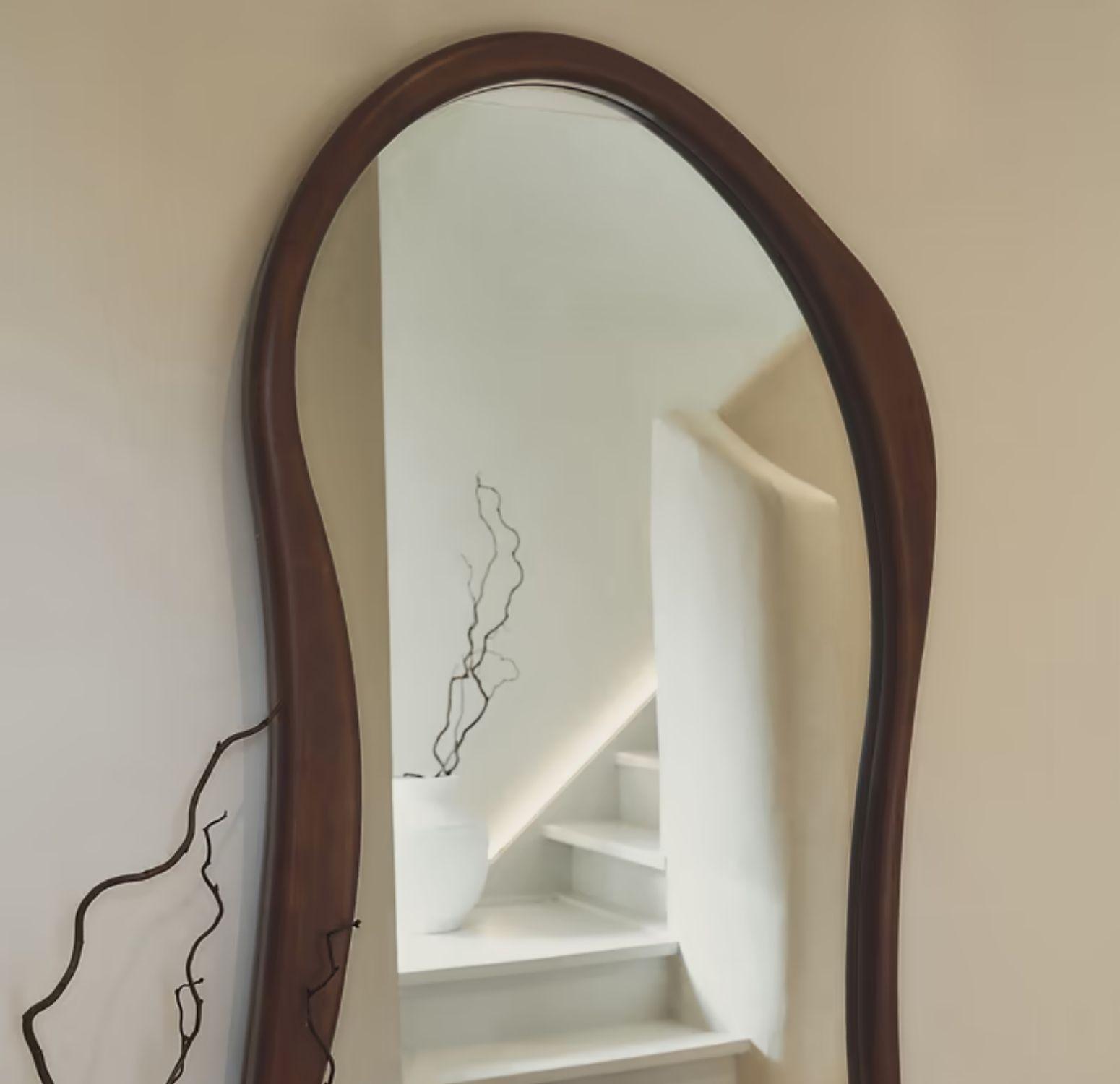 Espejo Asimetrico Cuerpo Entero Madera Color Cacao 180X80cm-8