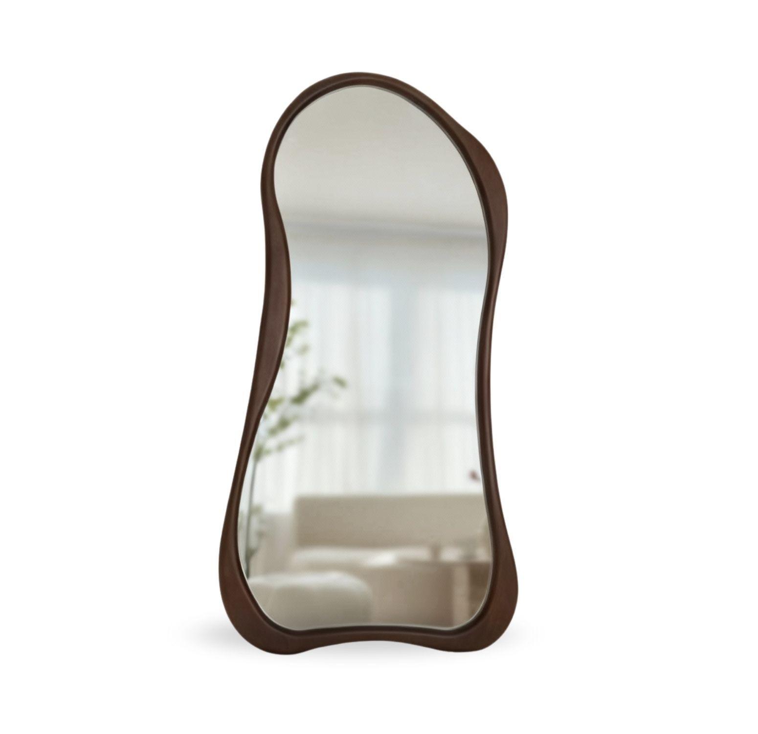 Espejo Asimetrico Cuerpo Entero Madera Color Cacao 180X80cm-9