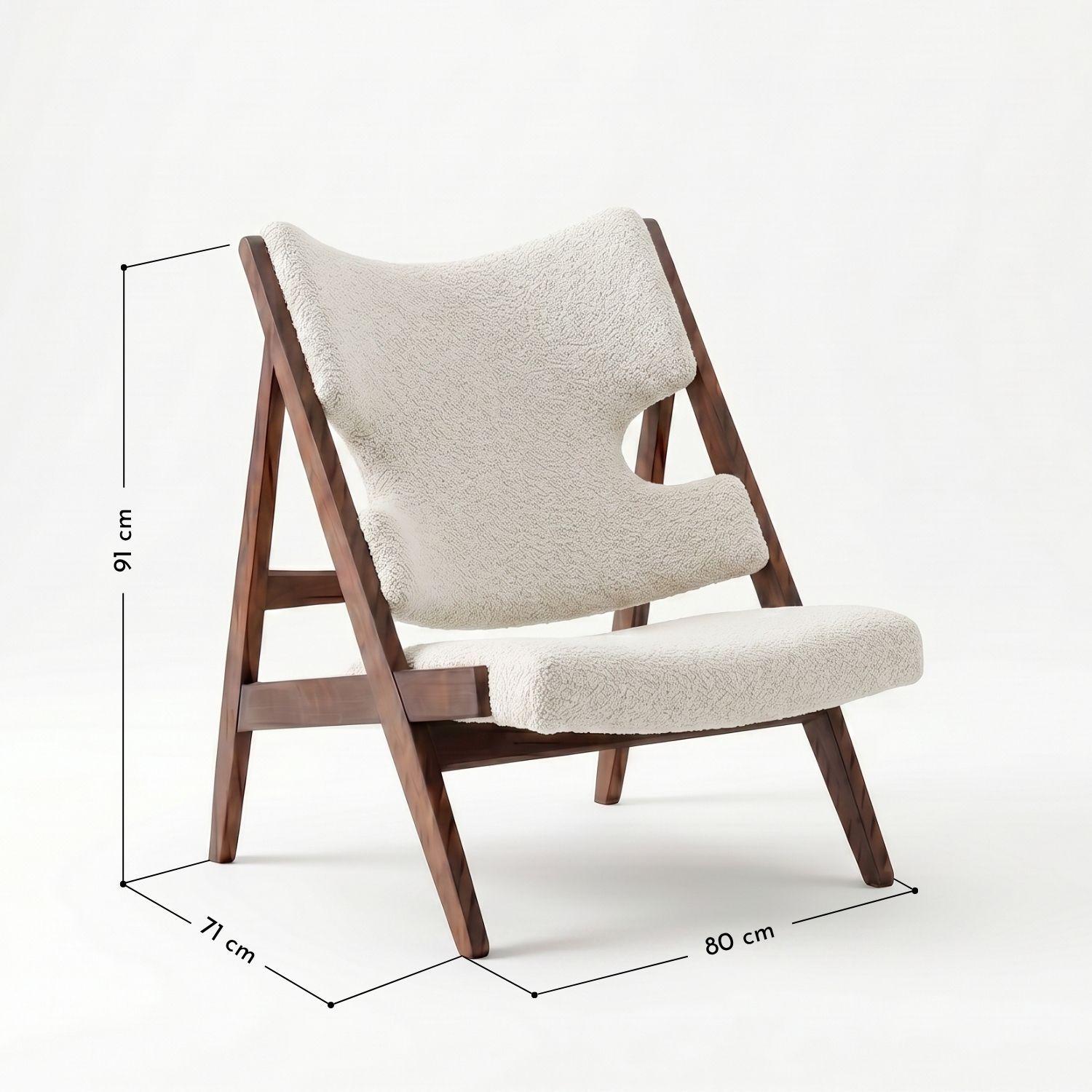 Sitial de madera tapizado en sherpa beige-2