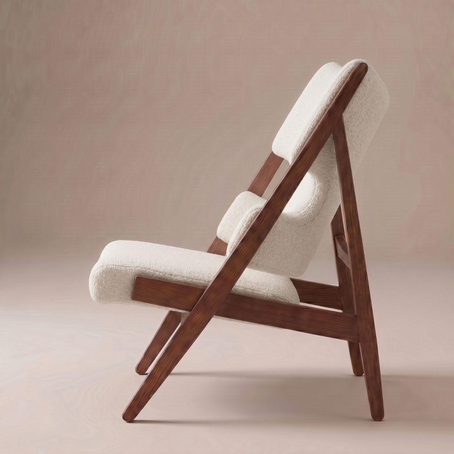 Sitial de madera tapizado en sherpa beige-7