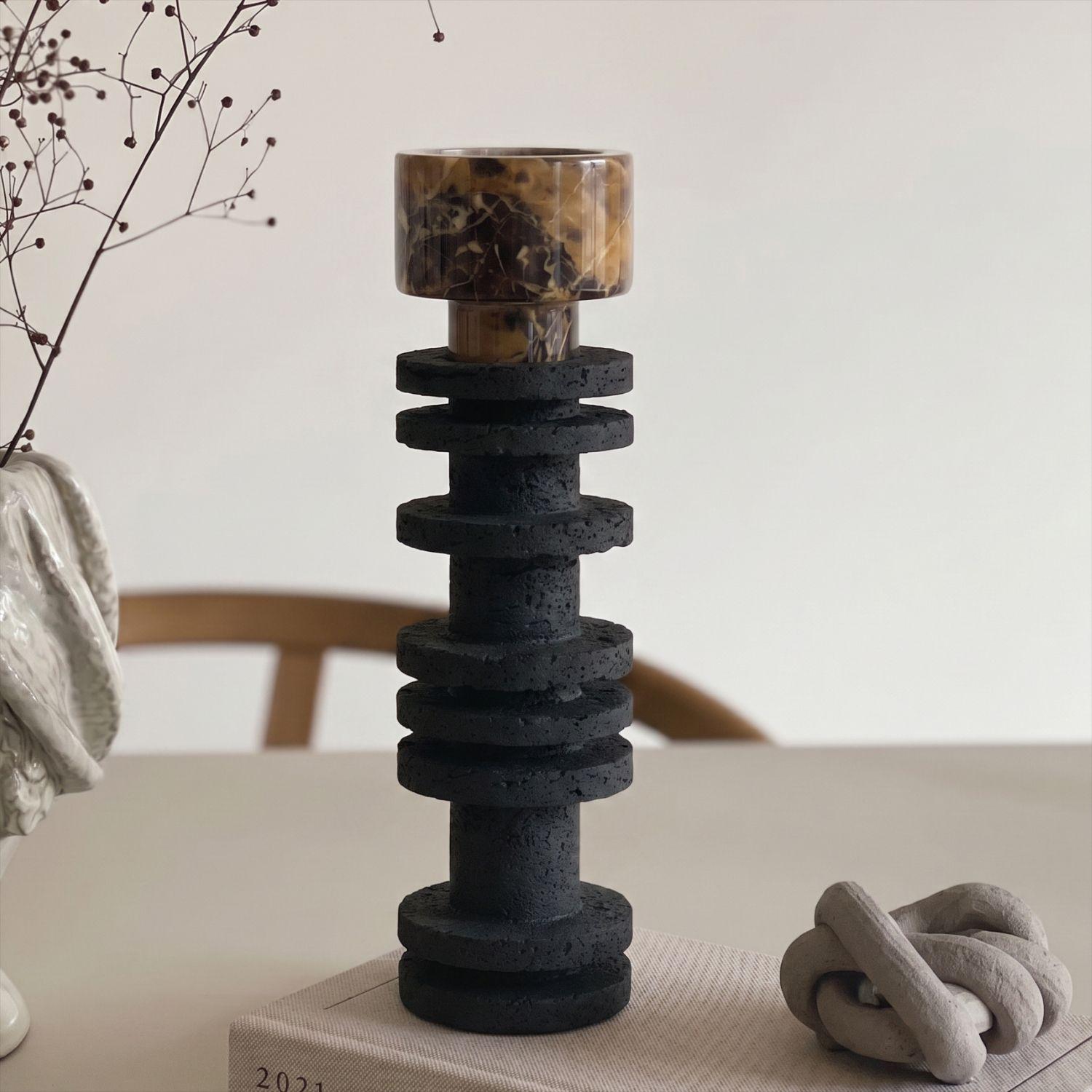 Candelabro Torre Decorativa Travertino Onyx Grande-5