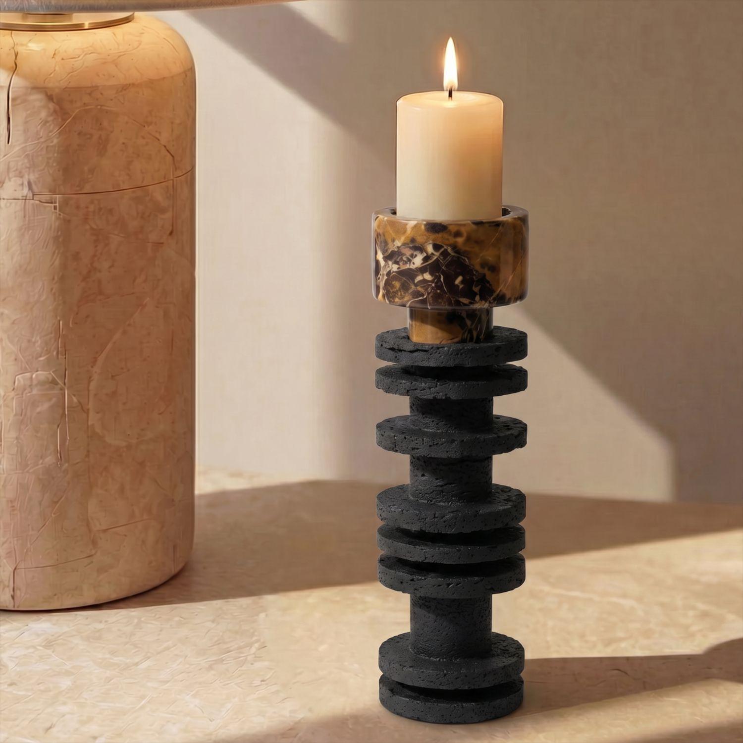 Candelabro Torre Decorativa Travertino Onyx Grande-7