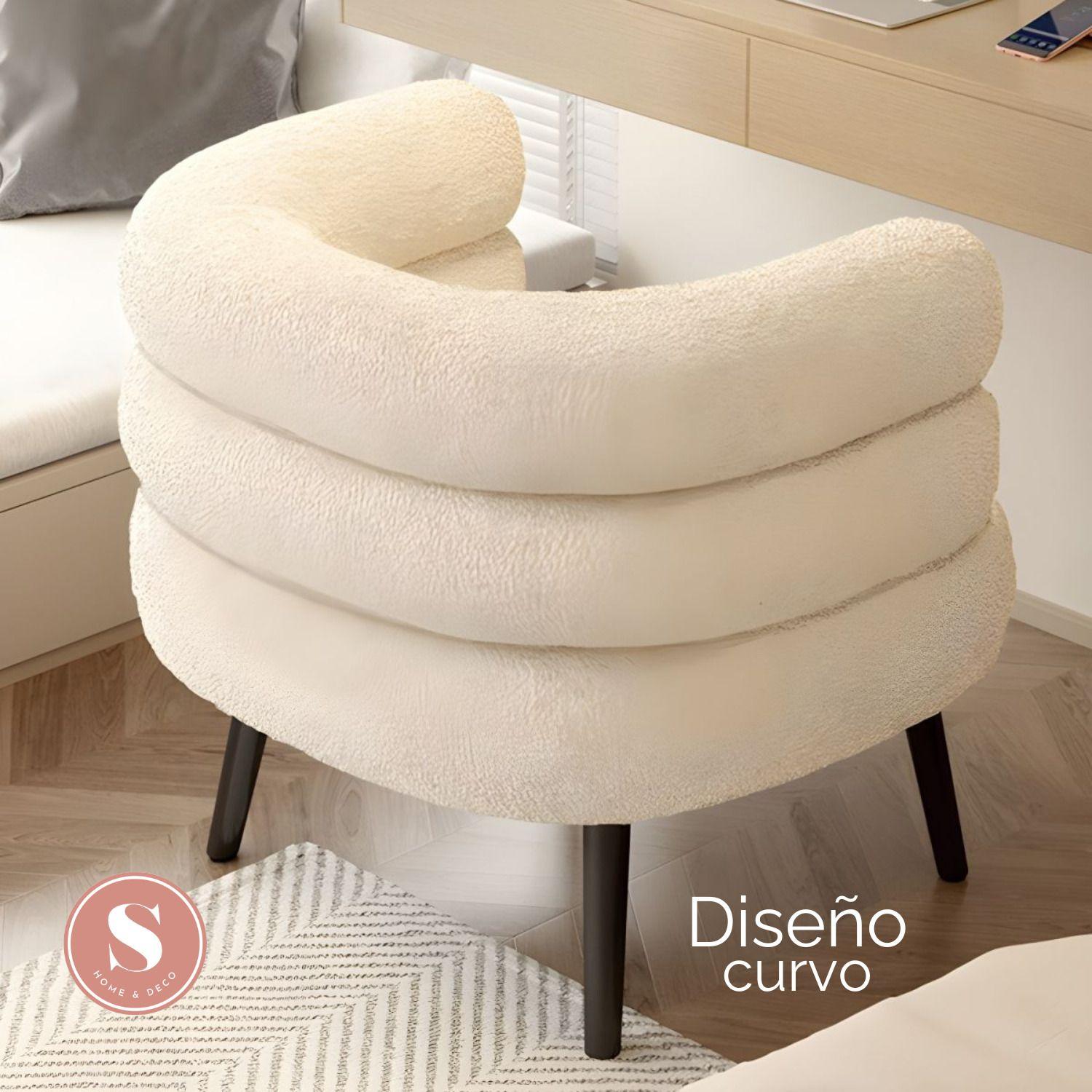 Sitial Sala De Estar Blanco Sherpa Curvo-3
