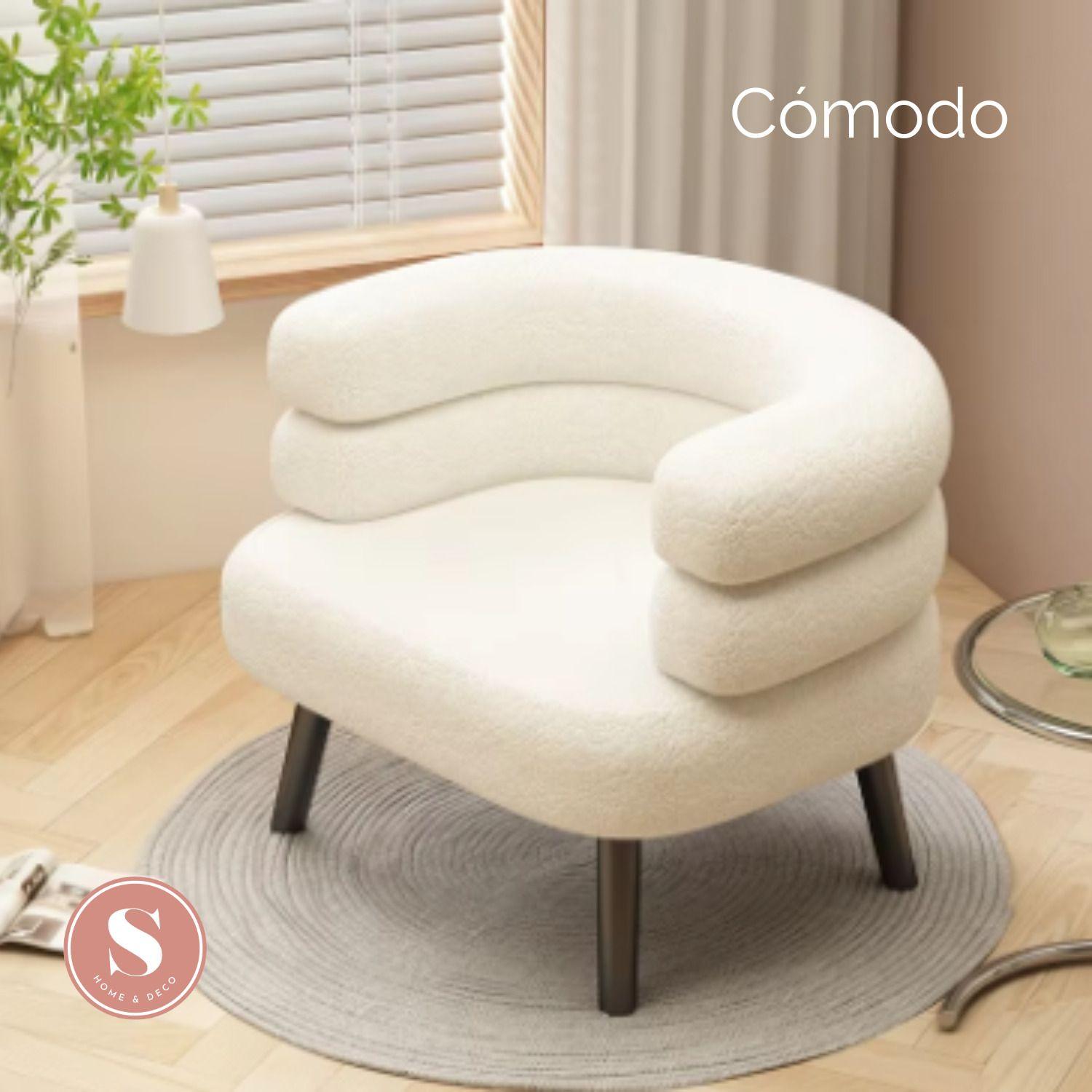 Sitial Sala De Estar Blanco Sherpa Curvo-4