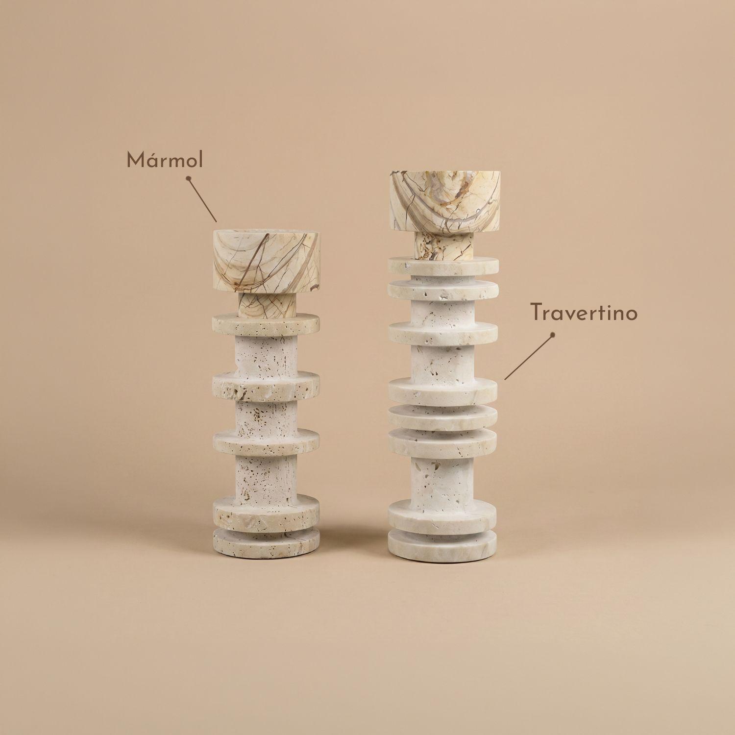 Candelabro Torre Travertino Cinque Anelli-3