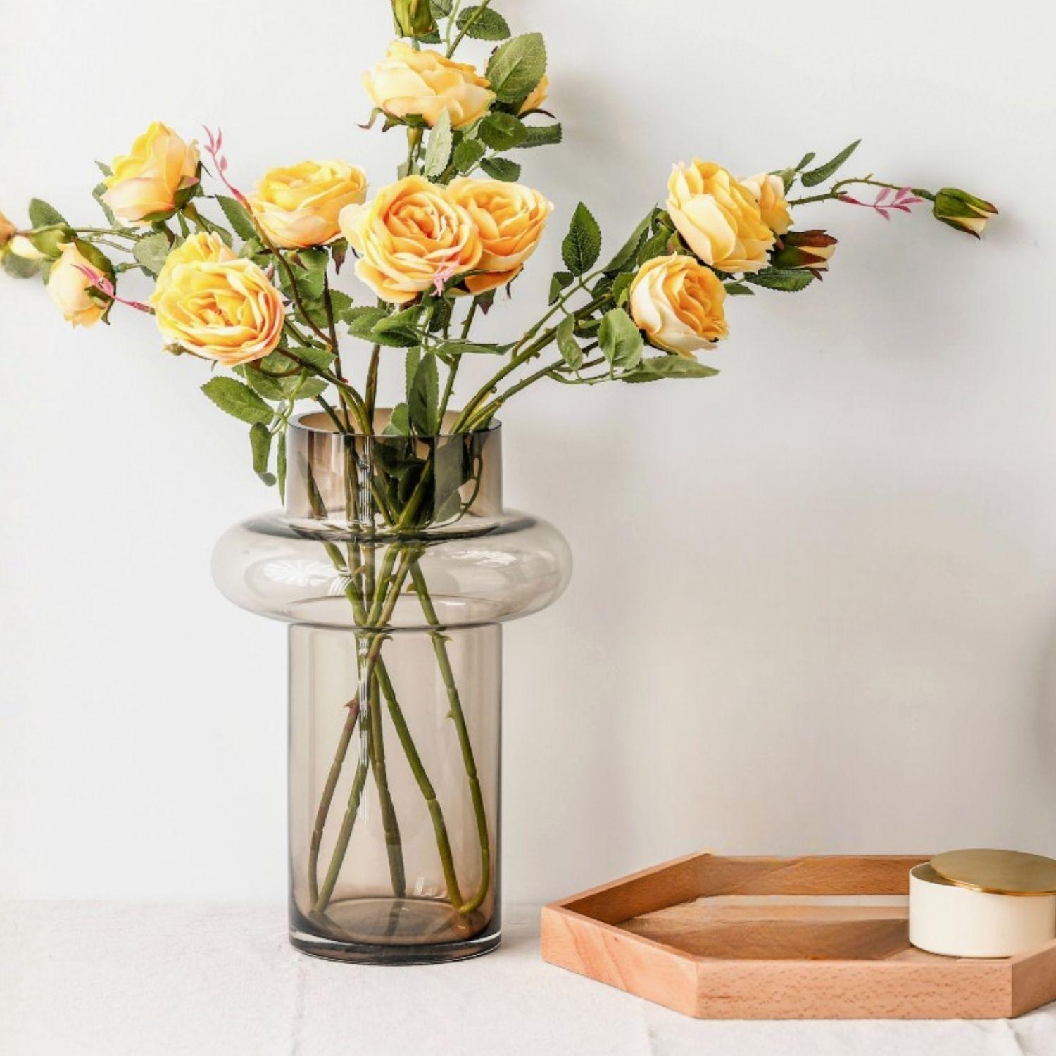 Florero de Vidrio Anillo Ambar Gastado Figura Deco-2