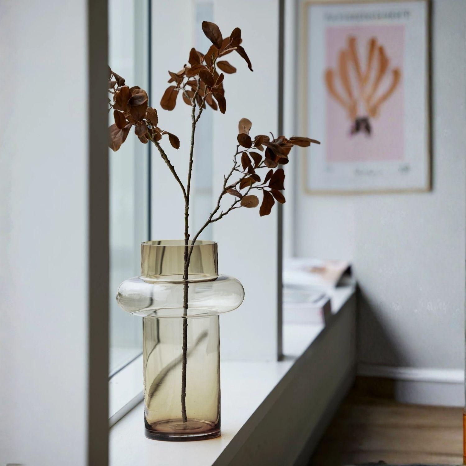 Florero de Vidrio Anillo Ambar Gastado Figura Deco-6