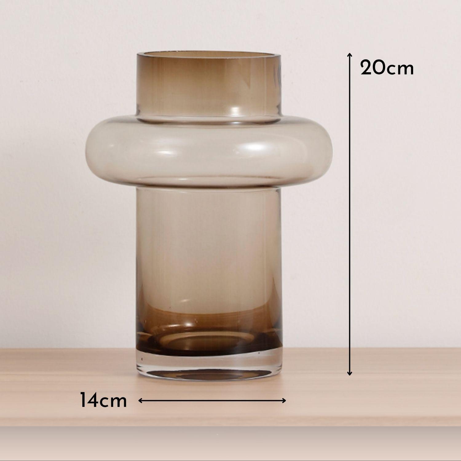 Florero de Vidrio Anillo Ambar Gastado Figura Deco-7