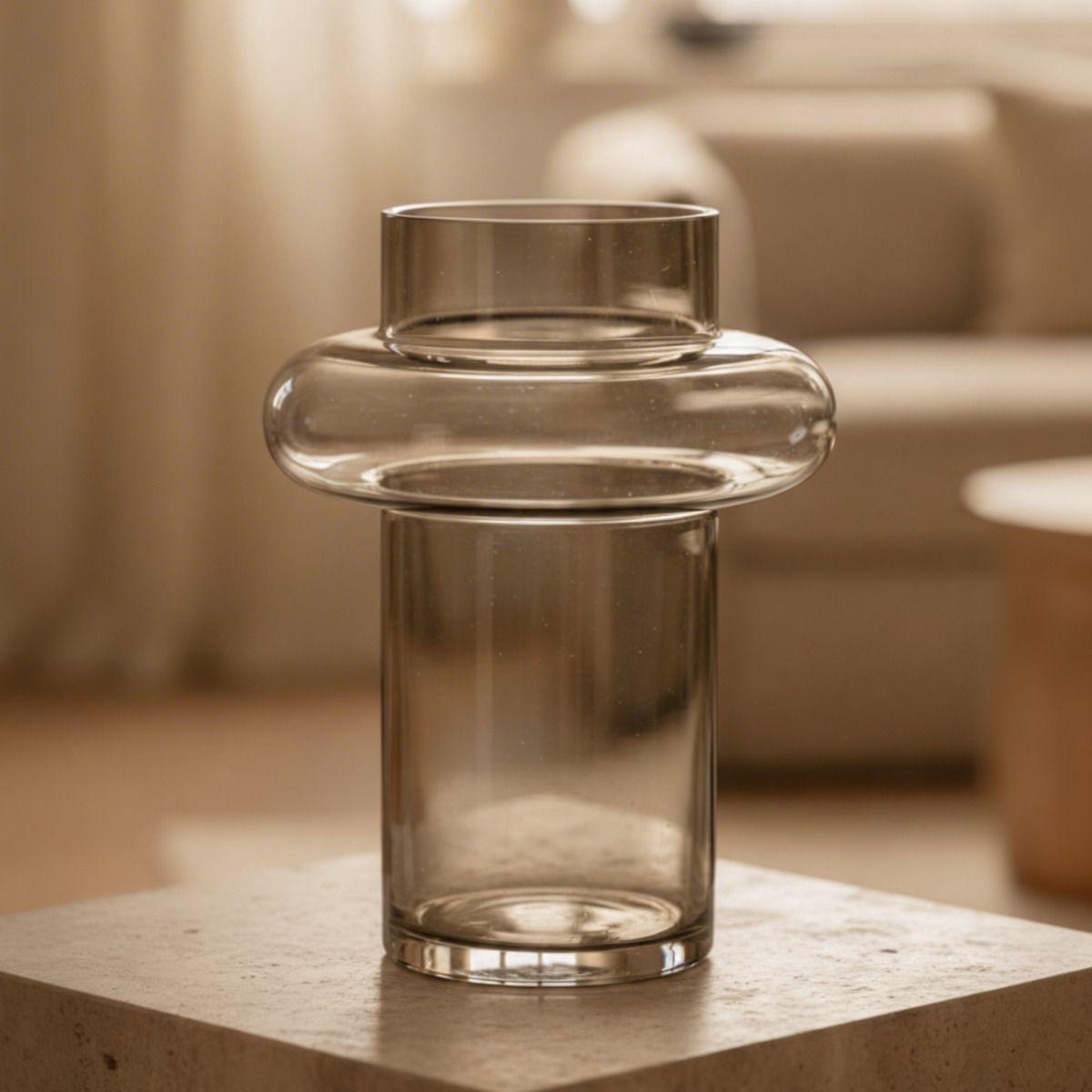 Florero de Vidrio Anillo Ambar Gastado Figura Deco-9