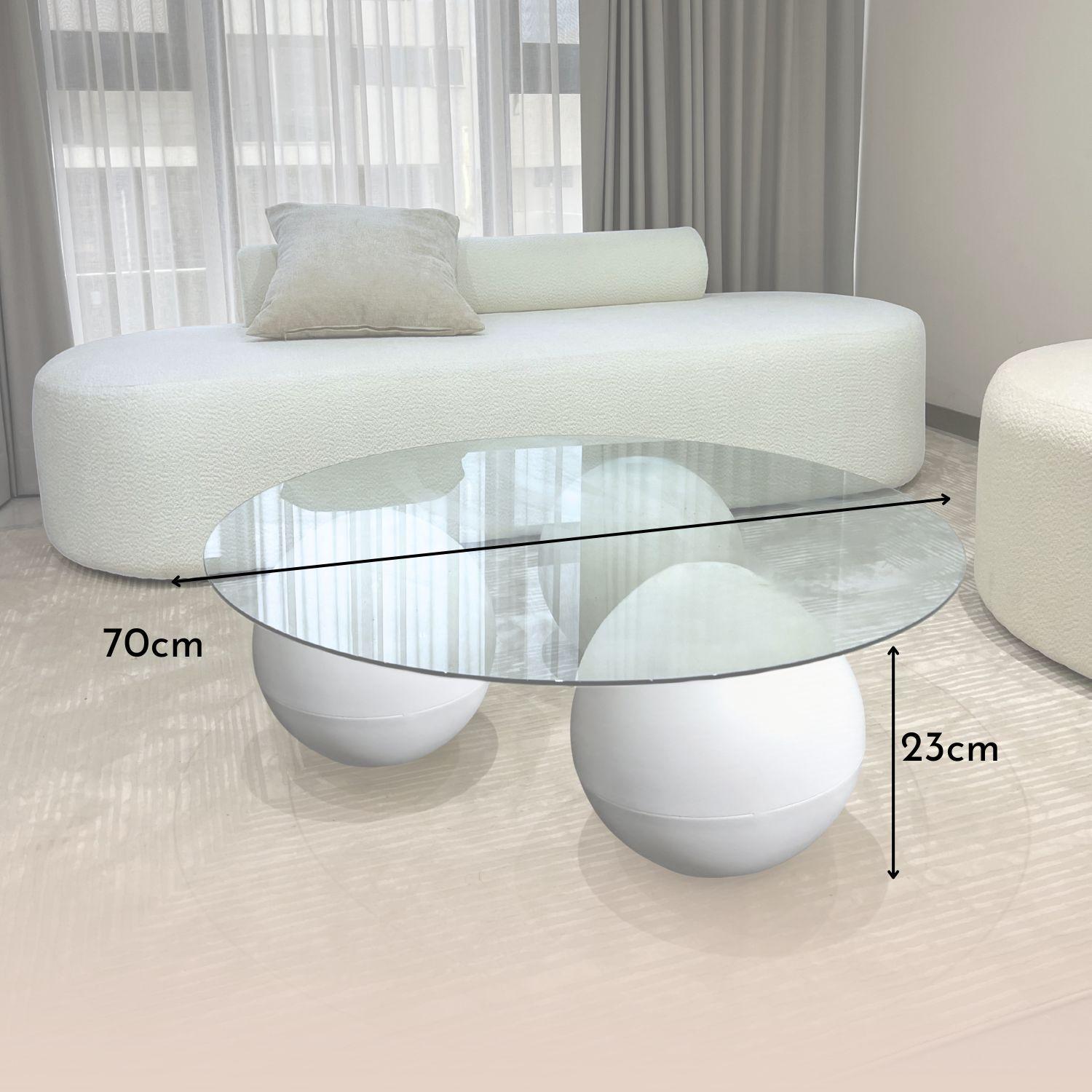 Mesa de Centro Redonda Trio Esferas Vidrio y Metal-3