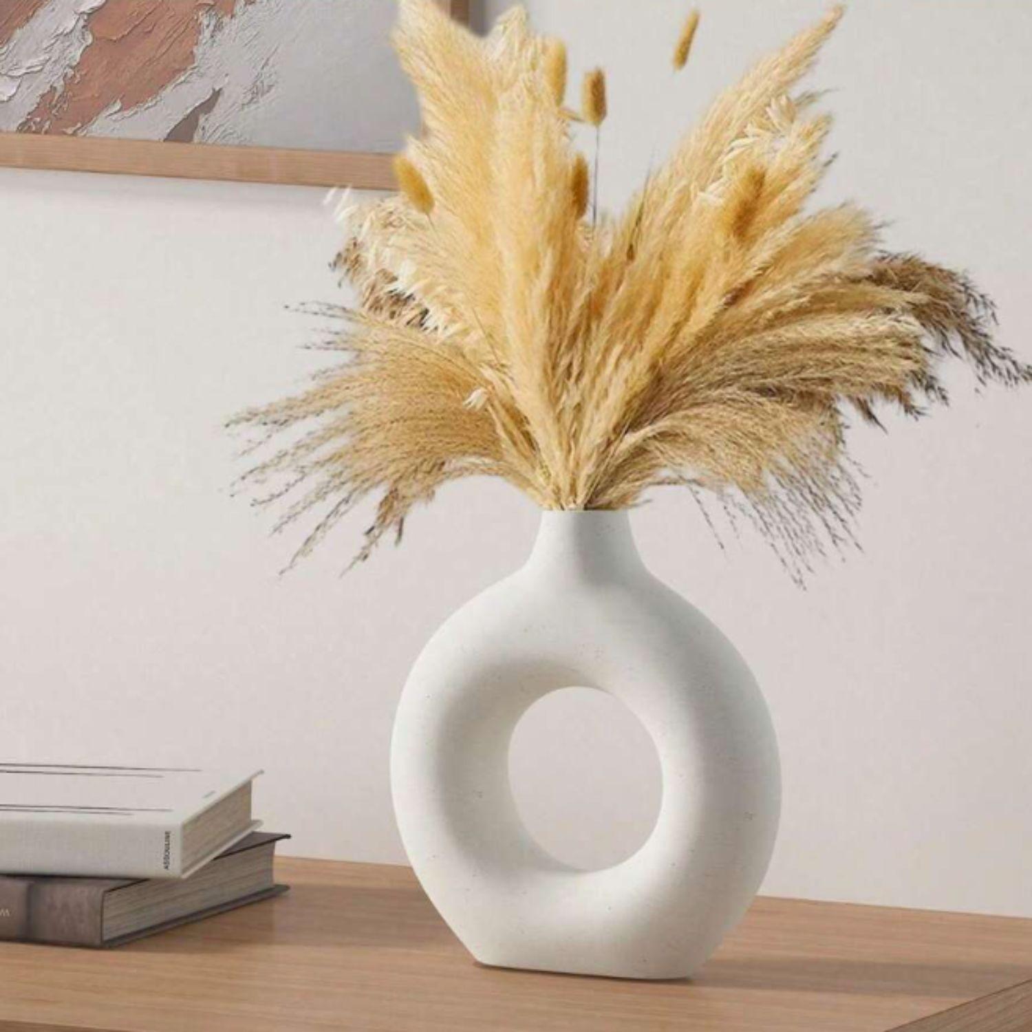 Set 3 Floreros Cerámica Nórdicos Decoración Flores Blanco-4