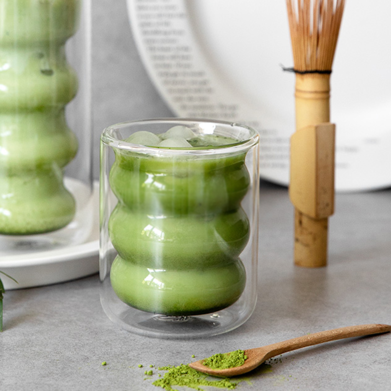 Set 4 Vasos Vidrio Doble Fondo Ondas Bajo-3