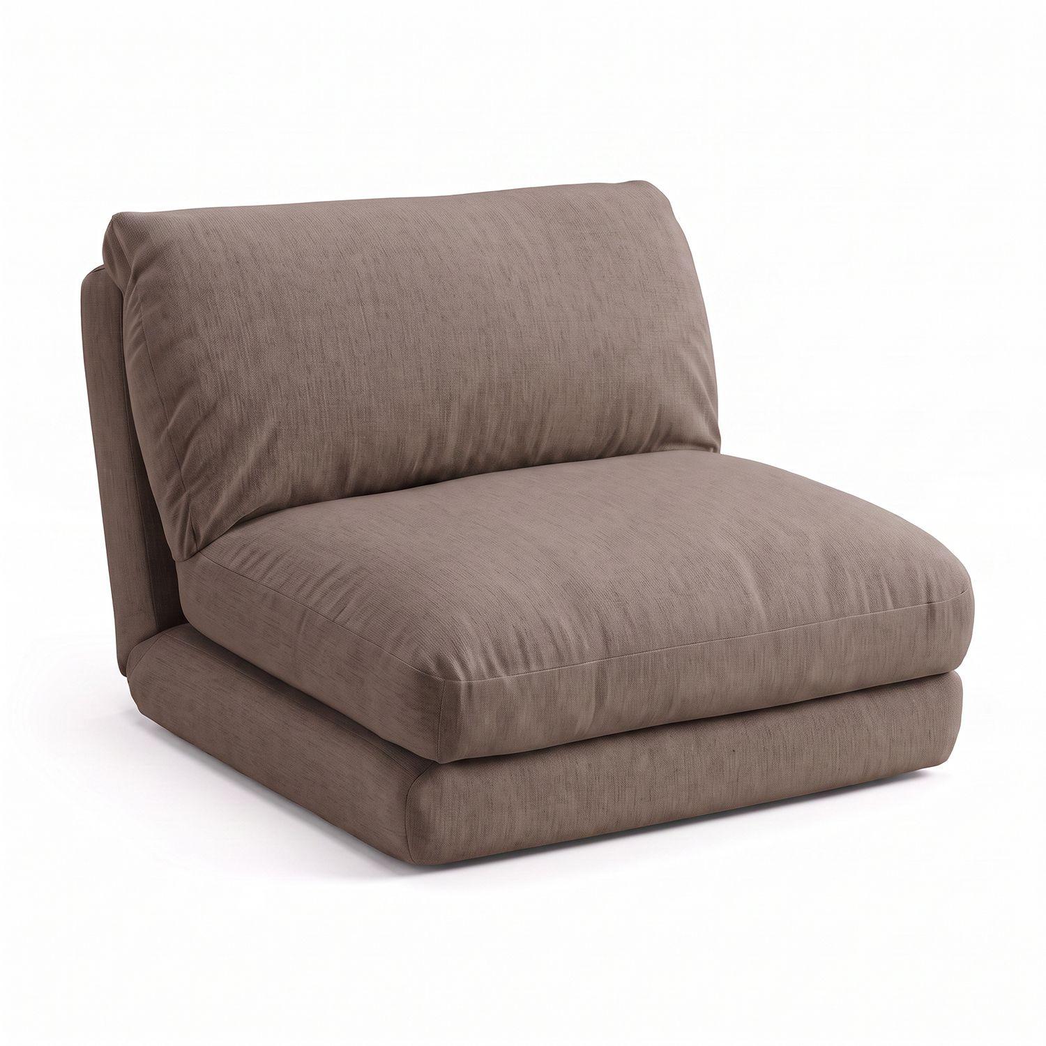 Sofá Cama Plegable Individual Lino Color Coffee Café 1 Cuerpo-1