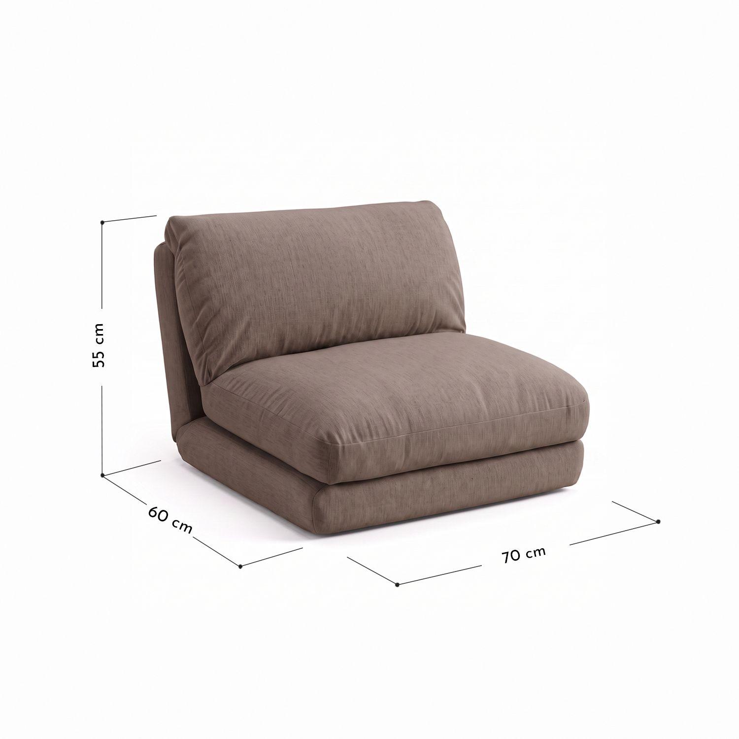 Sofá Cama Plegable Individual Lino Color Coffee Café 1 Cuerpo-2