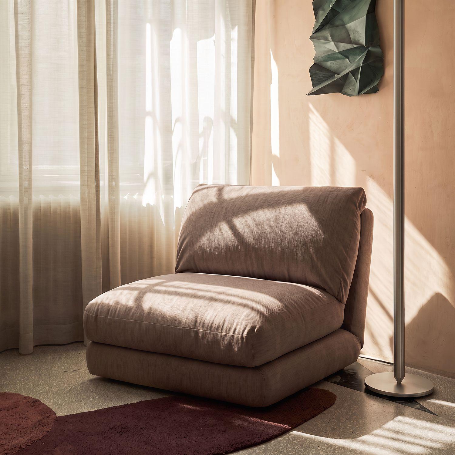 Sofá Cama Plegable Individual Lino Color Coffee Café 1 Cuerpo-4