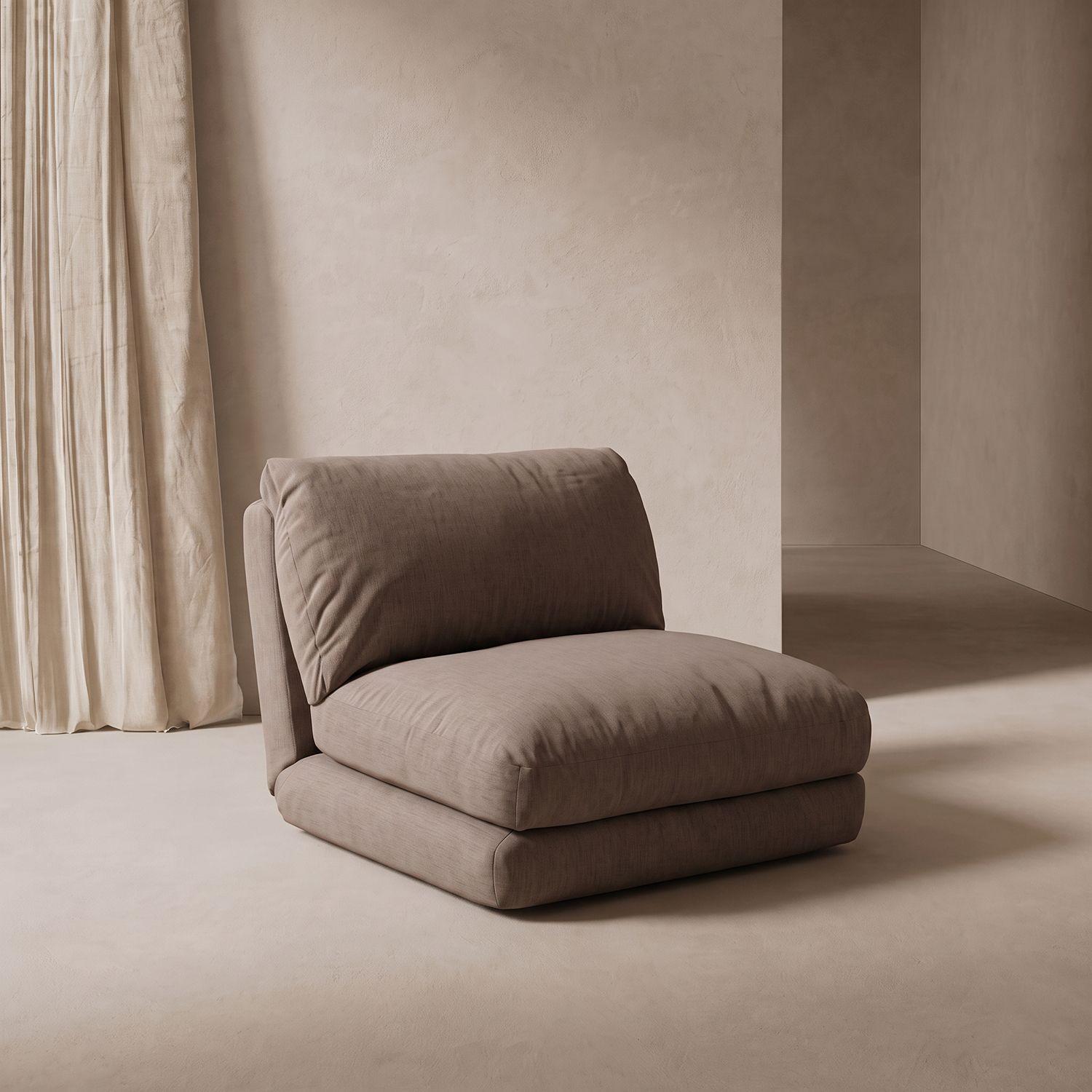 Sofá Cama Plegable Individual Lino Color Coffee Café 1 Cuerpo-6