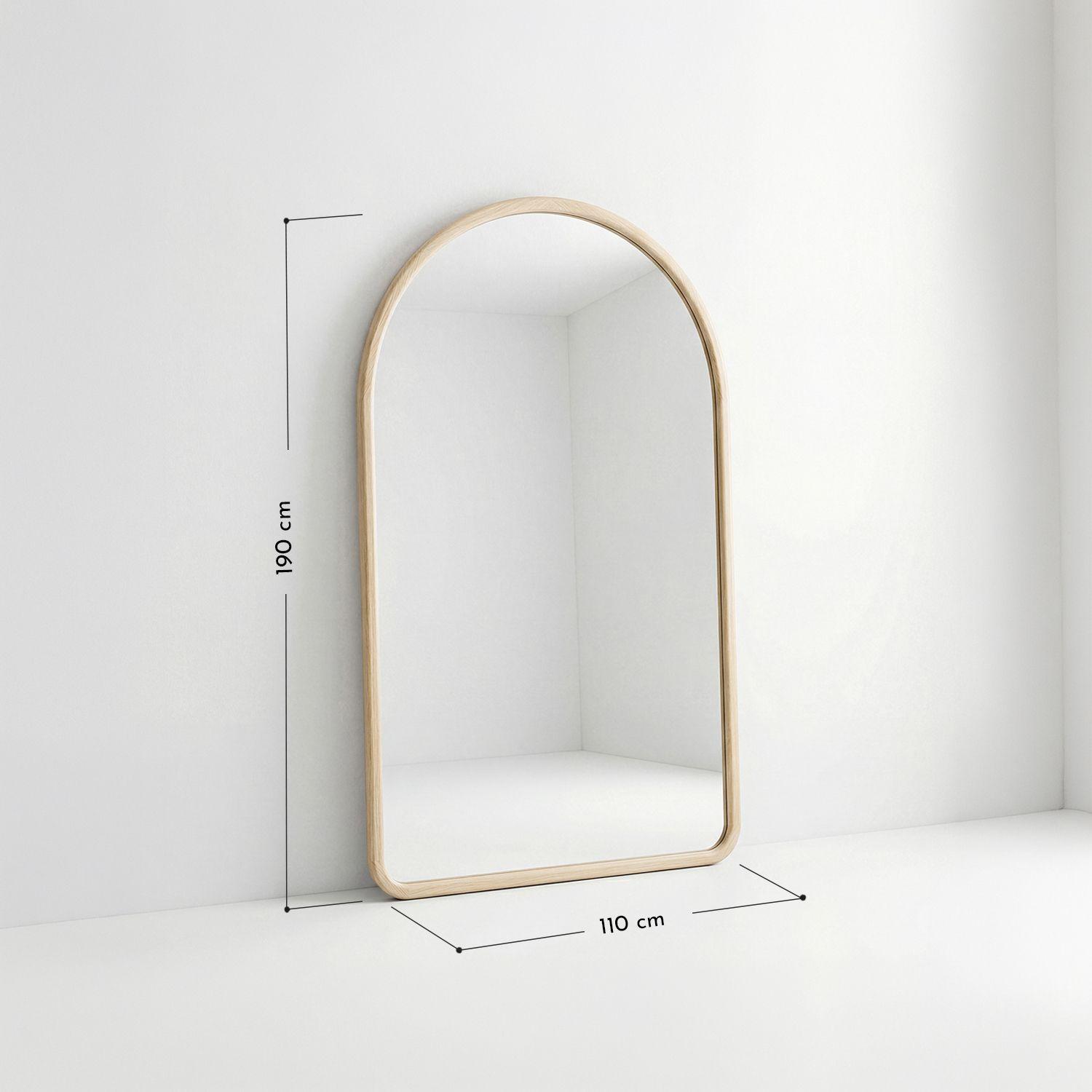 Espejo decorativo en arco de cuerpo entero de madera abedul natural 190x110 cm-2