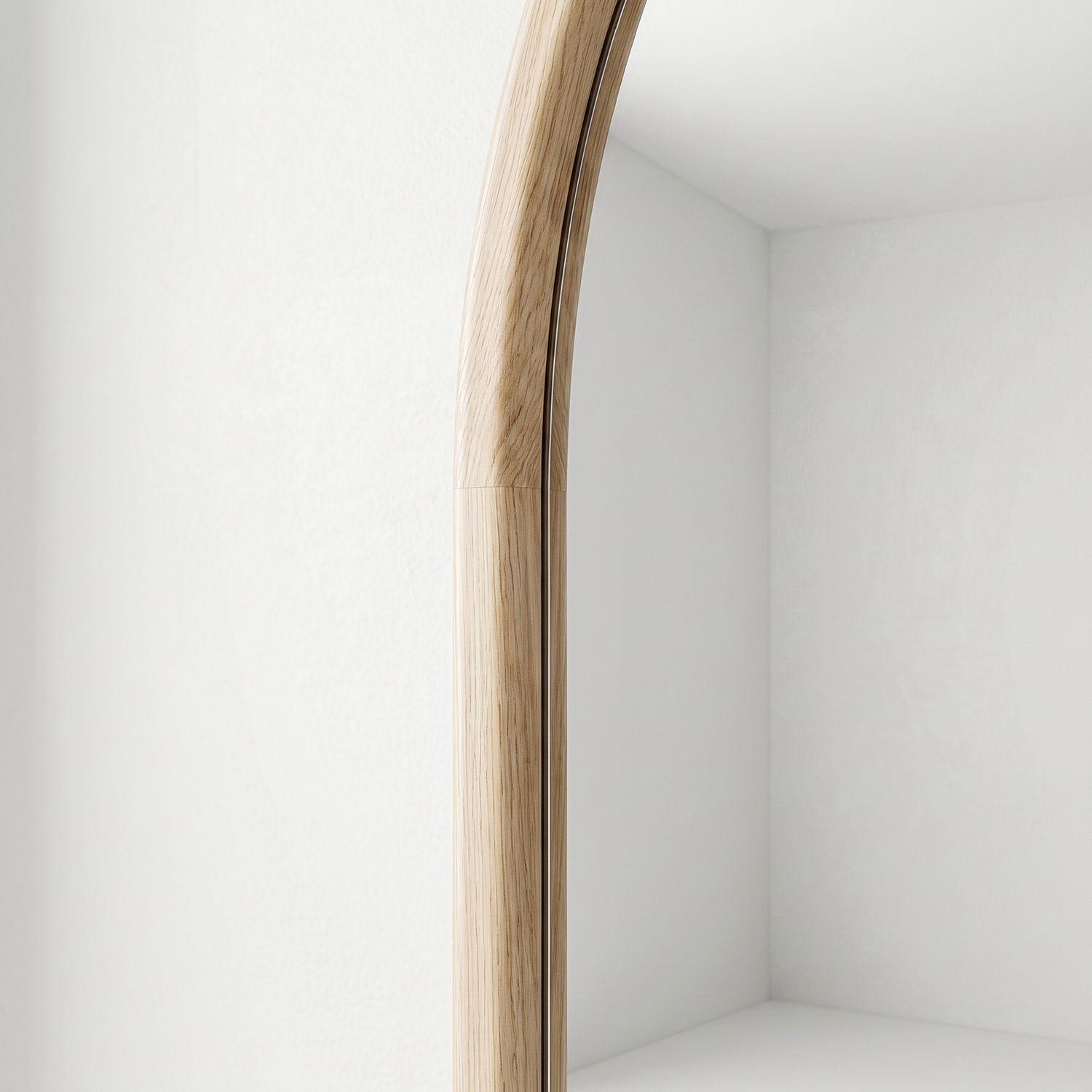 Espejo decorativo en arco de cuerpo entero de madera abedul natural 190x110 cm-8