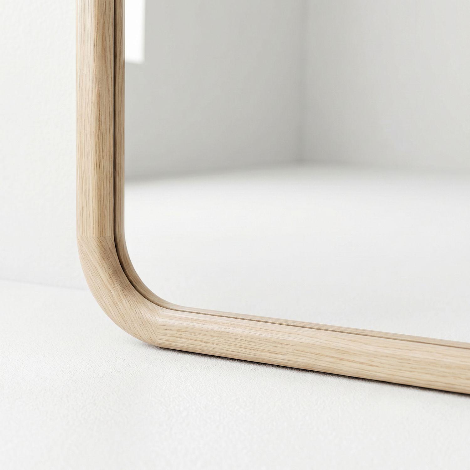 Espejo decorativo en arco de cuerpo entero de madera abedul natural 190x110 cm-9