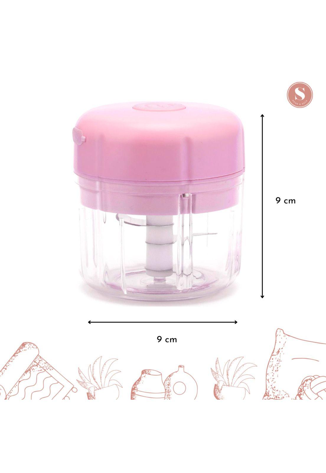 Mini Picador de Verduras de Carga USB Rosa-2