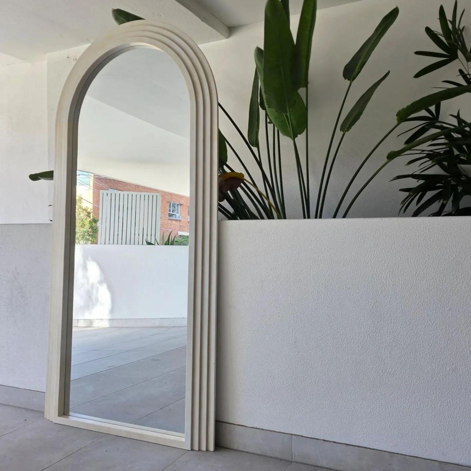 Espejo Arco Marco Escalonado Beige 200x100cm Cuerpo Entero - Santu-3
