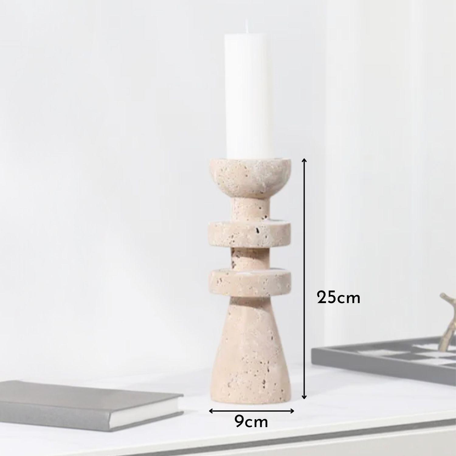 Candelabro Torre Alfil Figura Decorativa Travertino Pequeño-4