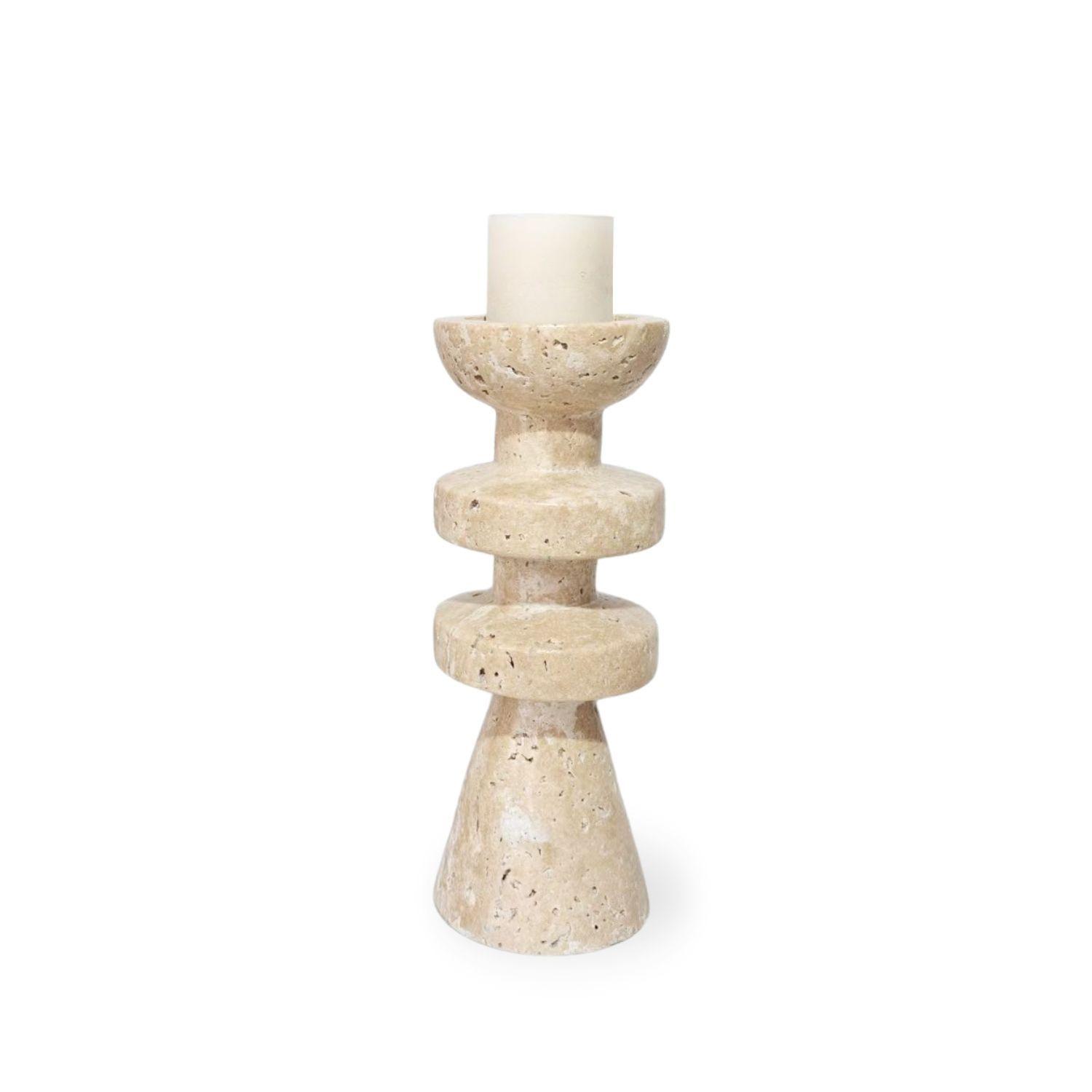 Candelabro Torre Alfil Figura Decorativa Travertino Pequeño-5