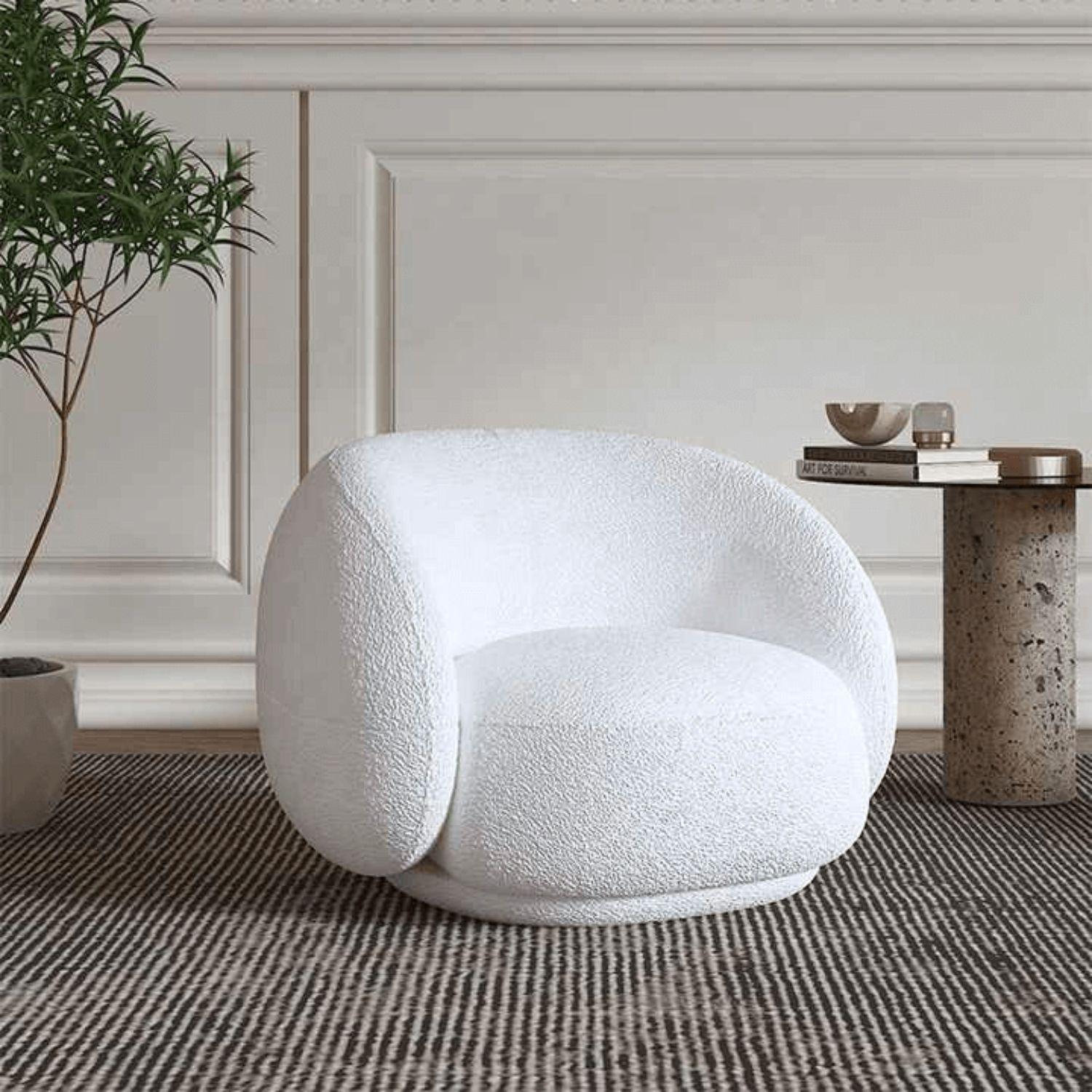 Sillón Individual Blanco Estilo Minimalista Blanco-2