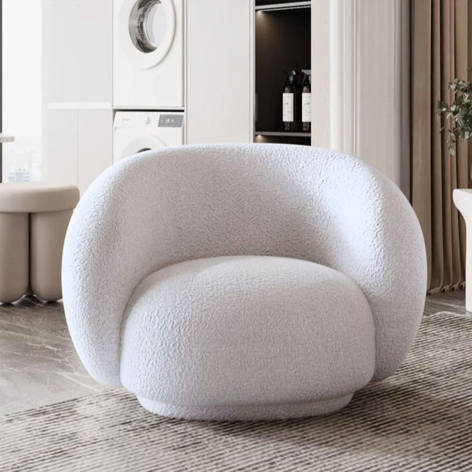 Sillón Individual Blanco Estilo Minimalista Blanco-3