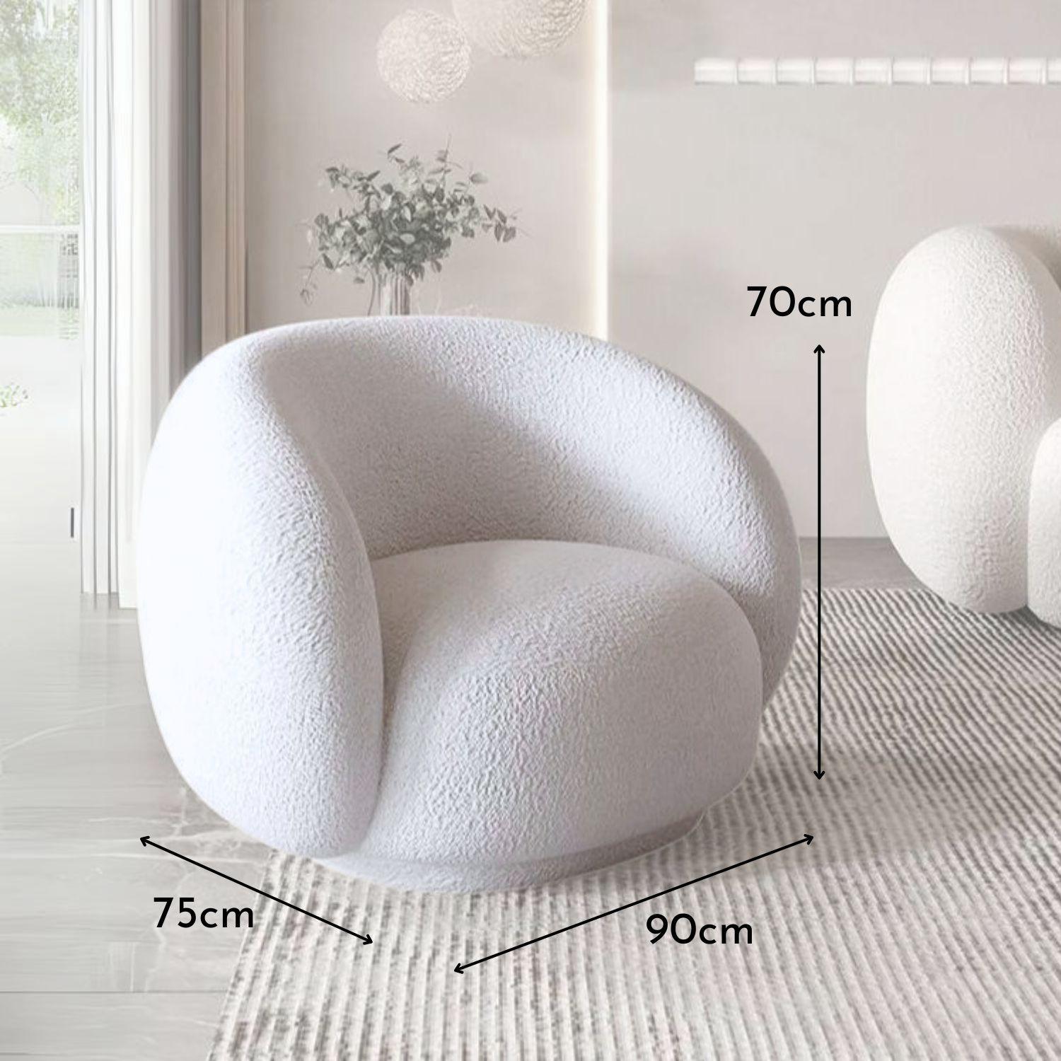 Sillón Individual Blanco Estilo Minimalista Blanco-5