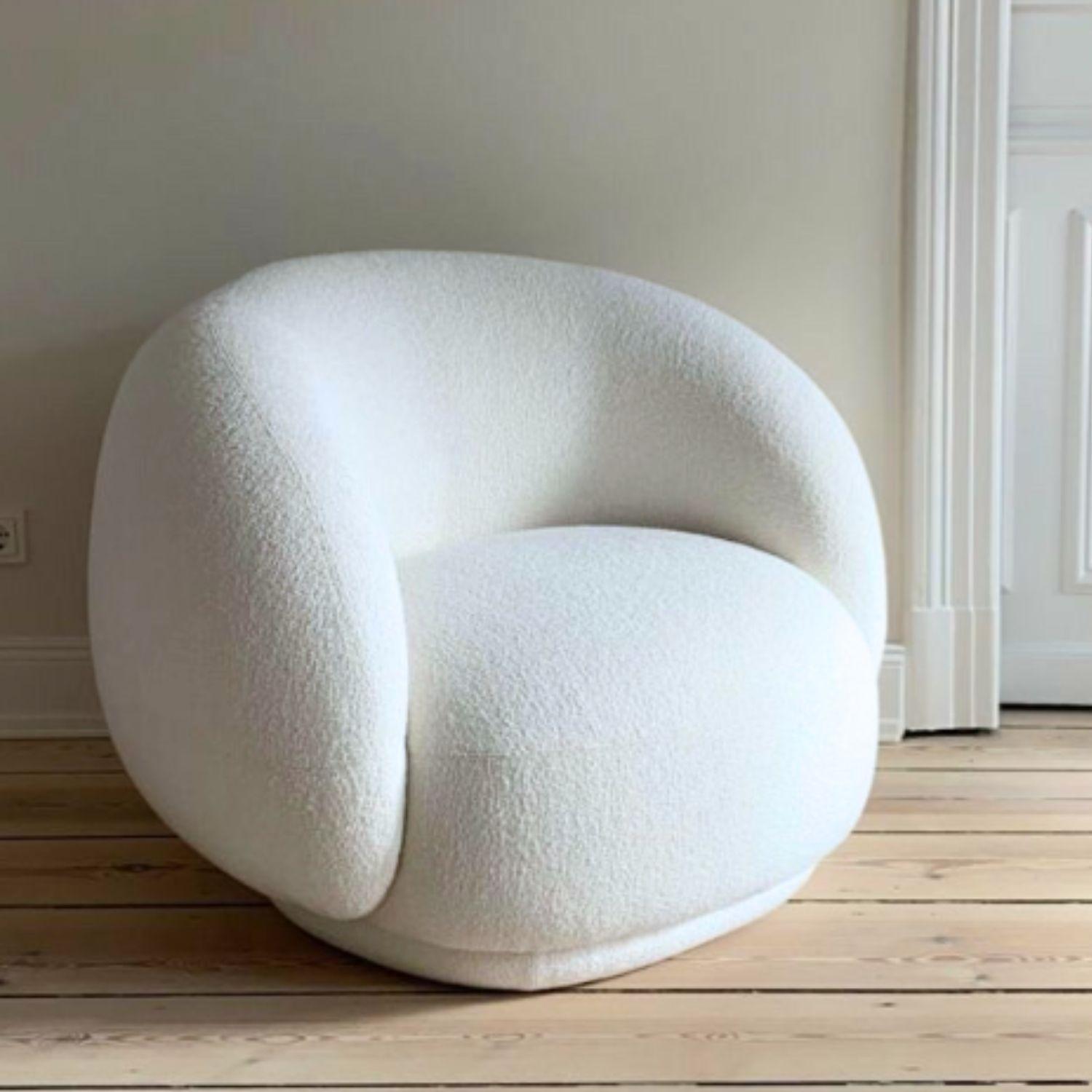 Sillón Individual Blanco Estilo Minimalista Blanco-6