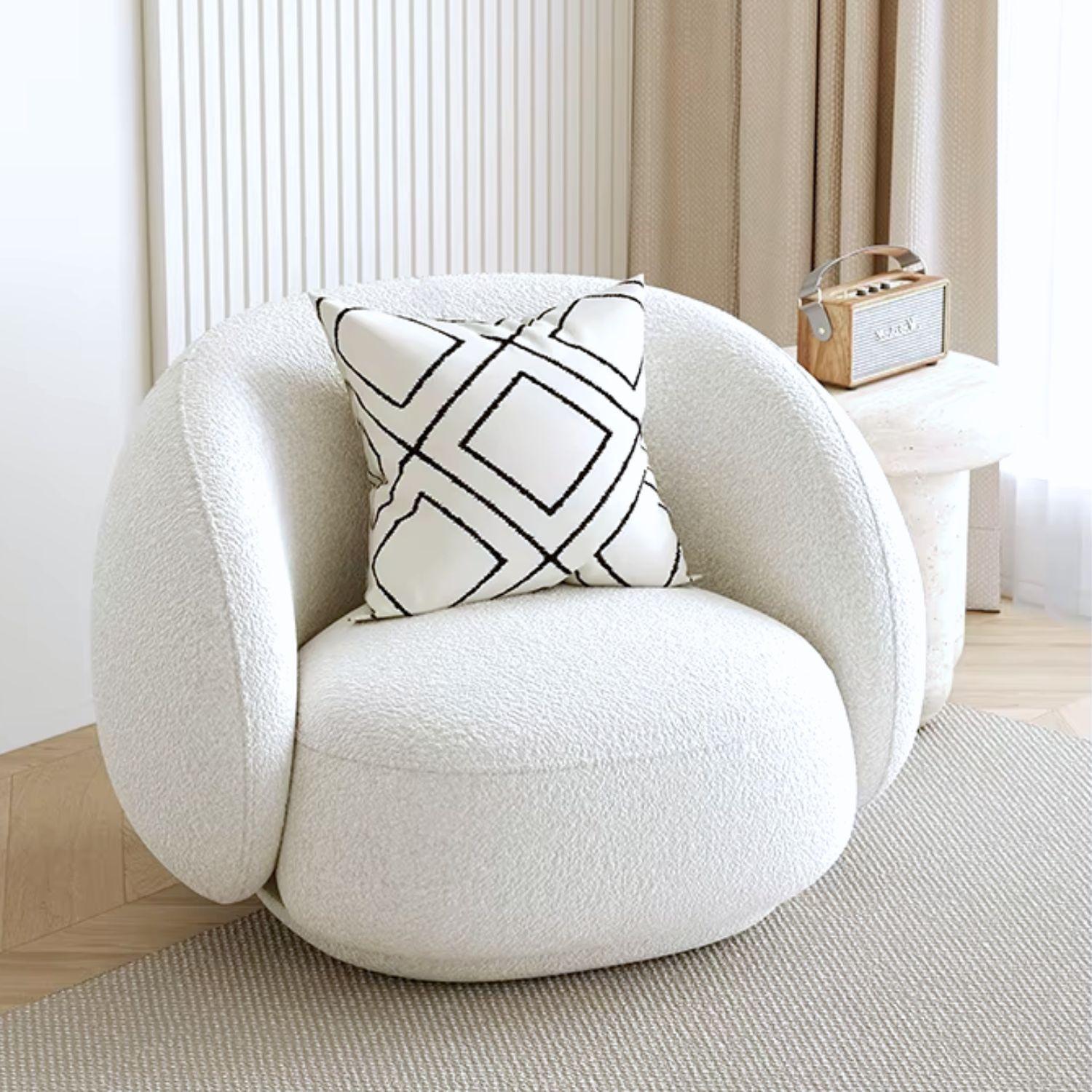 Sillón Individual Blanco Estilo Minimalista Blanco-7
