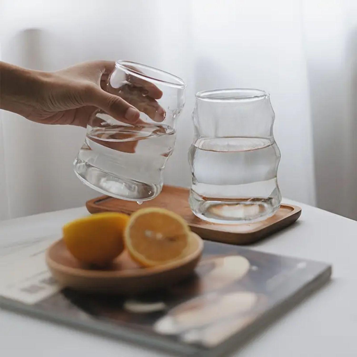 4 Vasos Alto Diseño Ondas Bebidas Y Coctel Vidrio 510ml-4