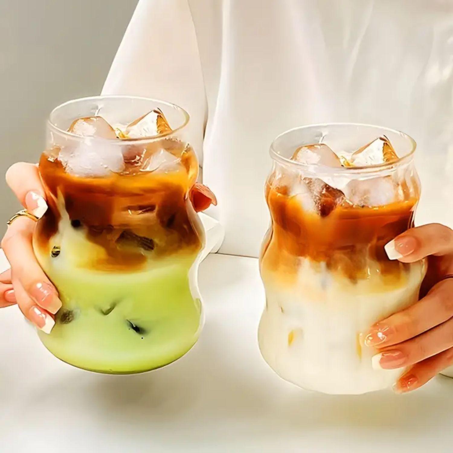 4 Vasos Alto Diseño Ondas Bebidas Y Coctel Vidrio 510ml-5