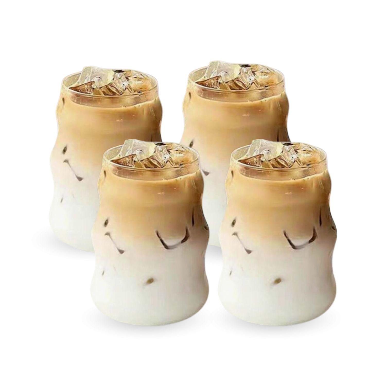 4 Vasos Alto Diseño Ondas Bebidas Y Coctel Vidrio 510ml-9