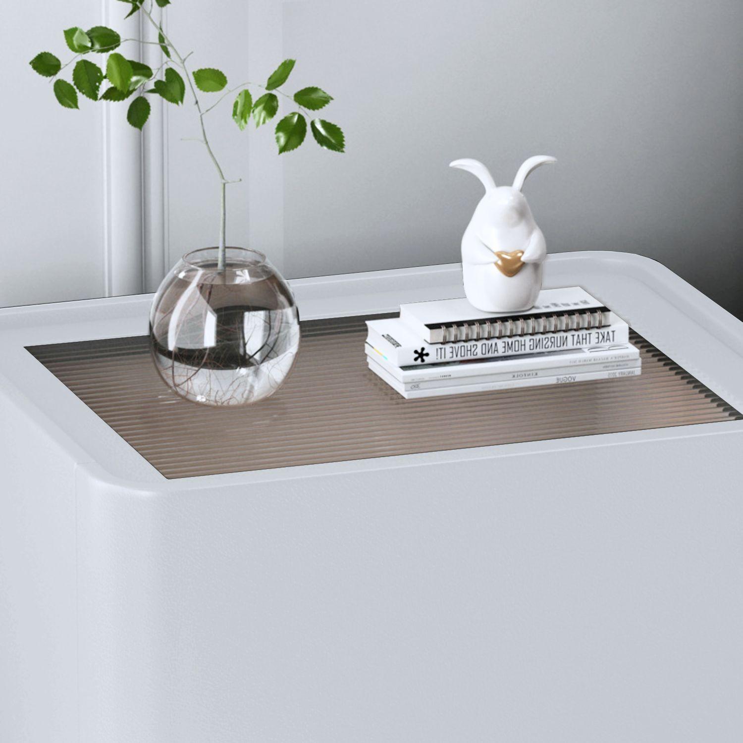 Velador Moderno Cajón Estilo Nórdico Blanco Blanco-5