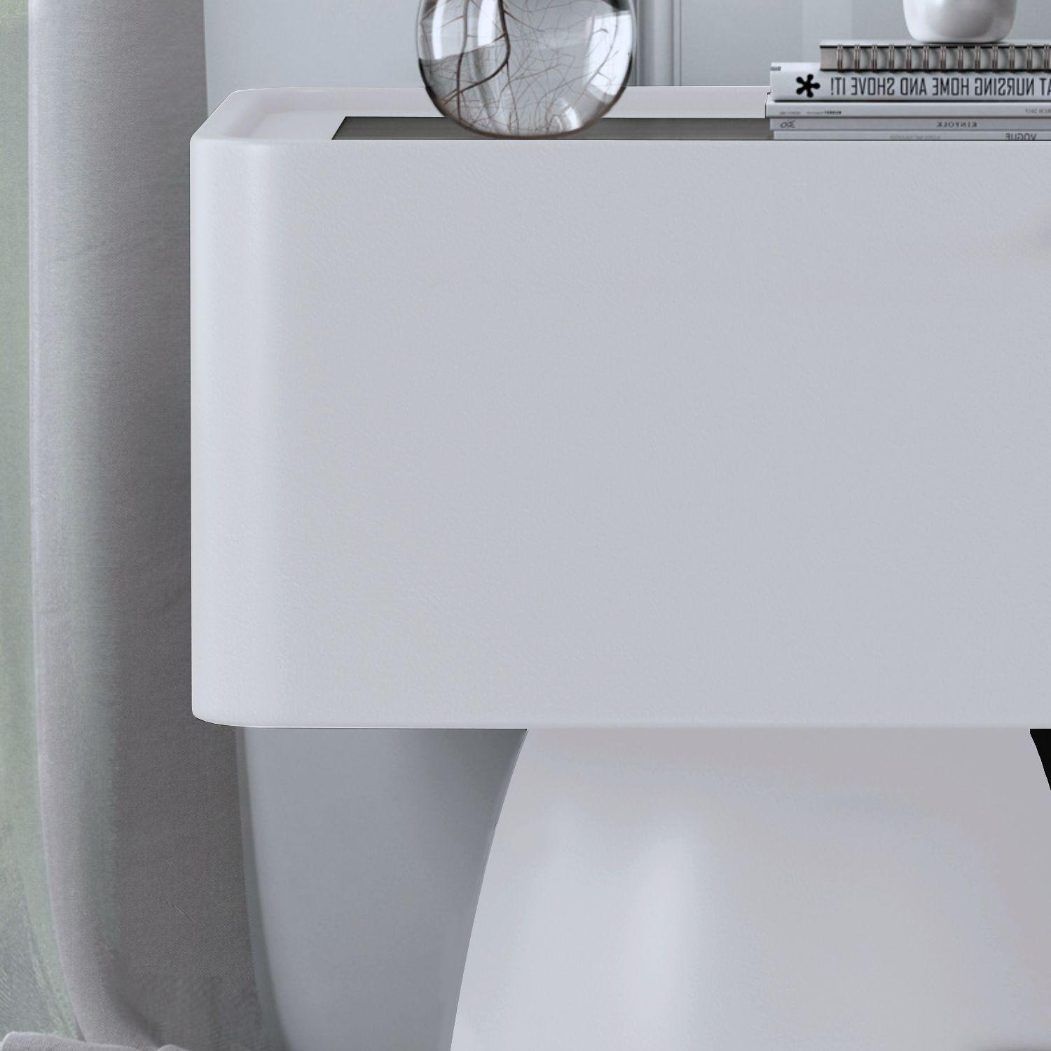 Velador Moderno Cajón Estilo Nórdico Blanco Blanco-6