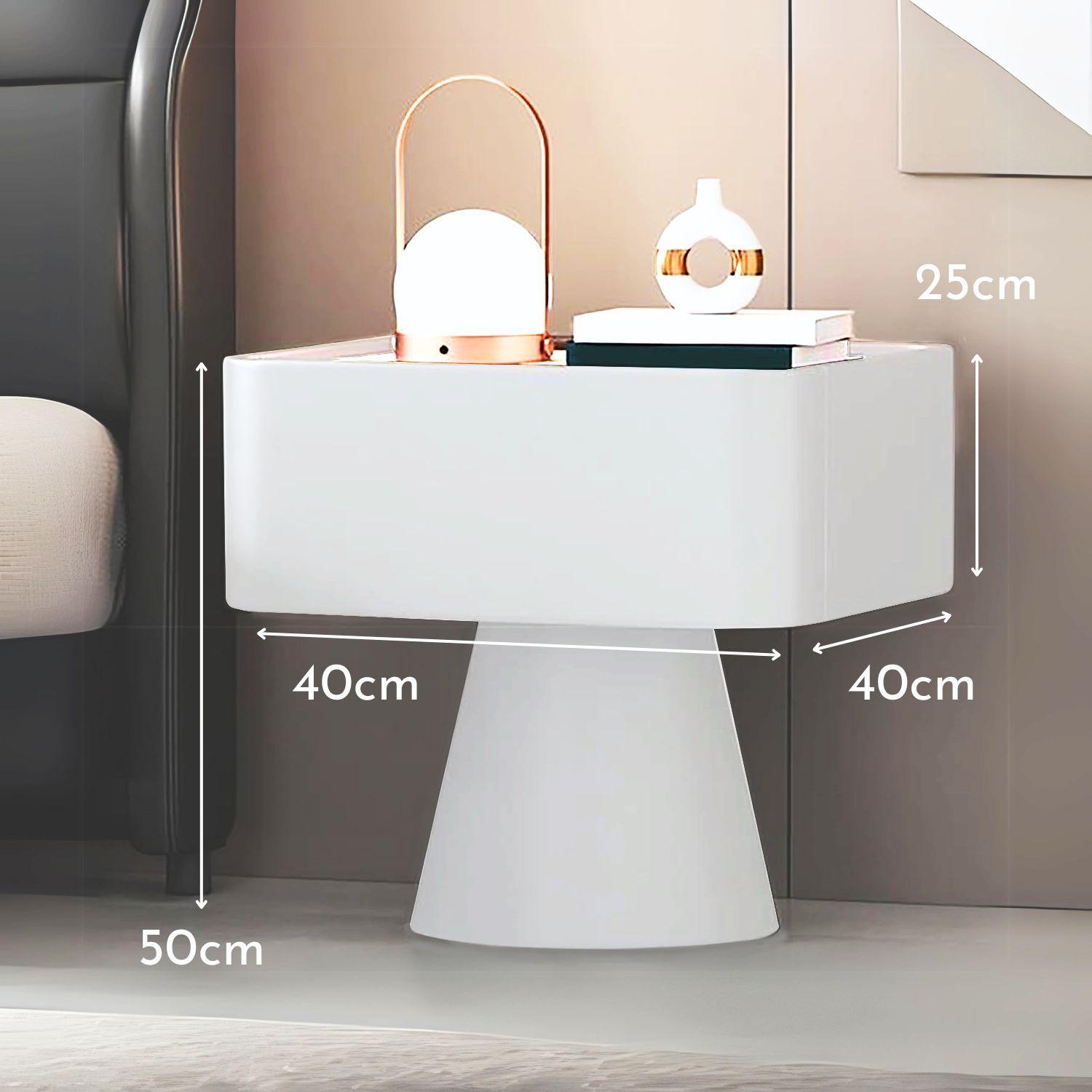 Velador Moderno Cajón Estilo Nórdico Blanco Blanco-8