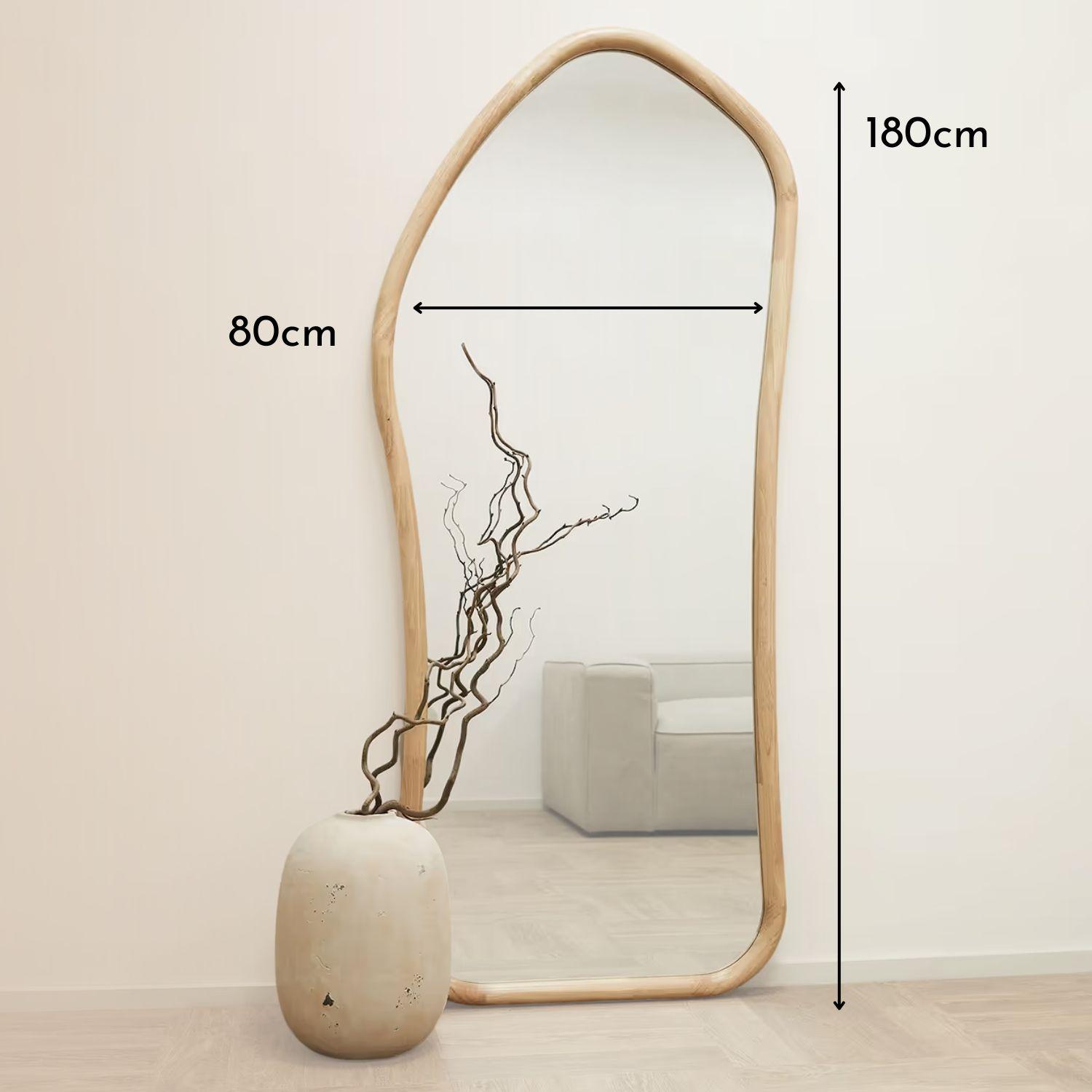 Espejo Irregular Cuerpo Entero Madera Color Abedul 180x80cm-5