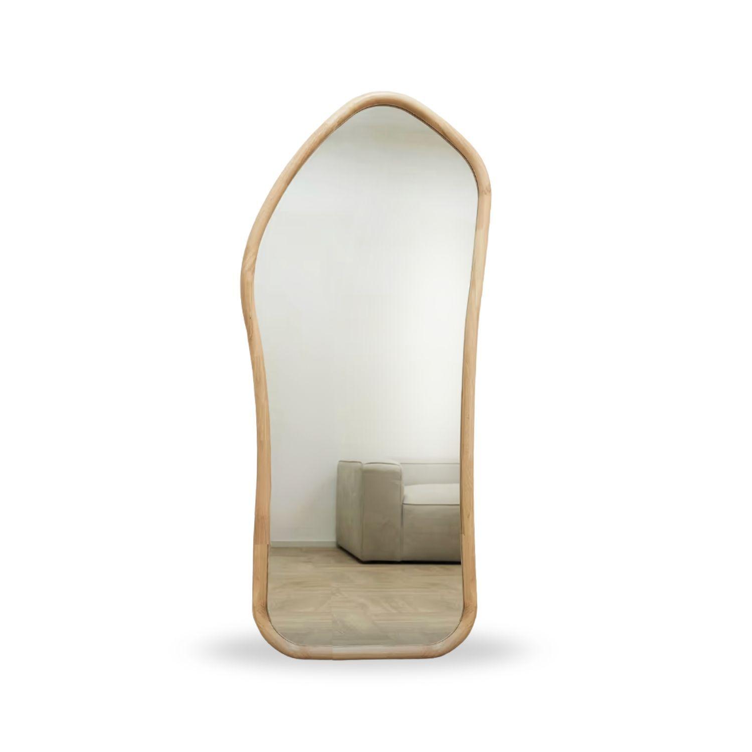 Espejo Irregular Cuerpo Entero Madera Color Abedul 180x80cm-5