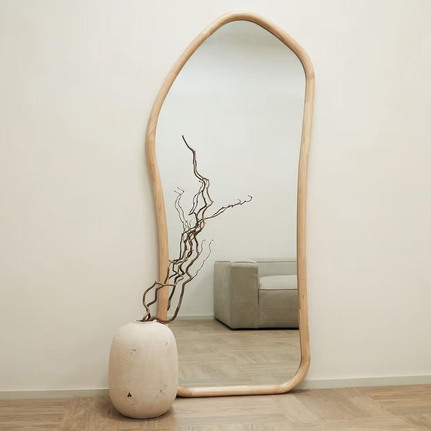 Espejo Irregular Cuerpo Entero Madera Color Abedul 180x80cm-6