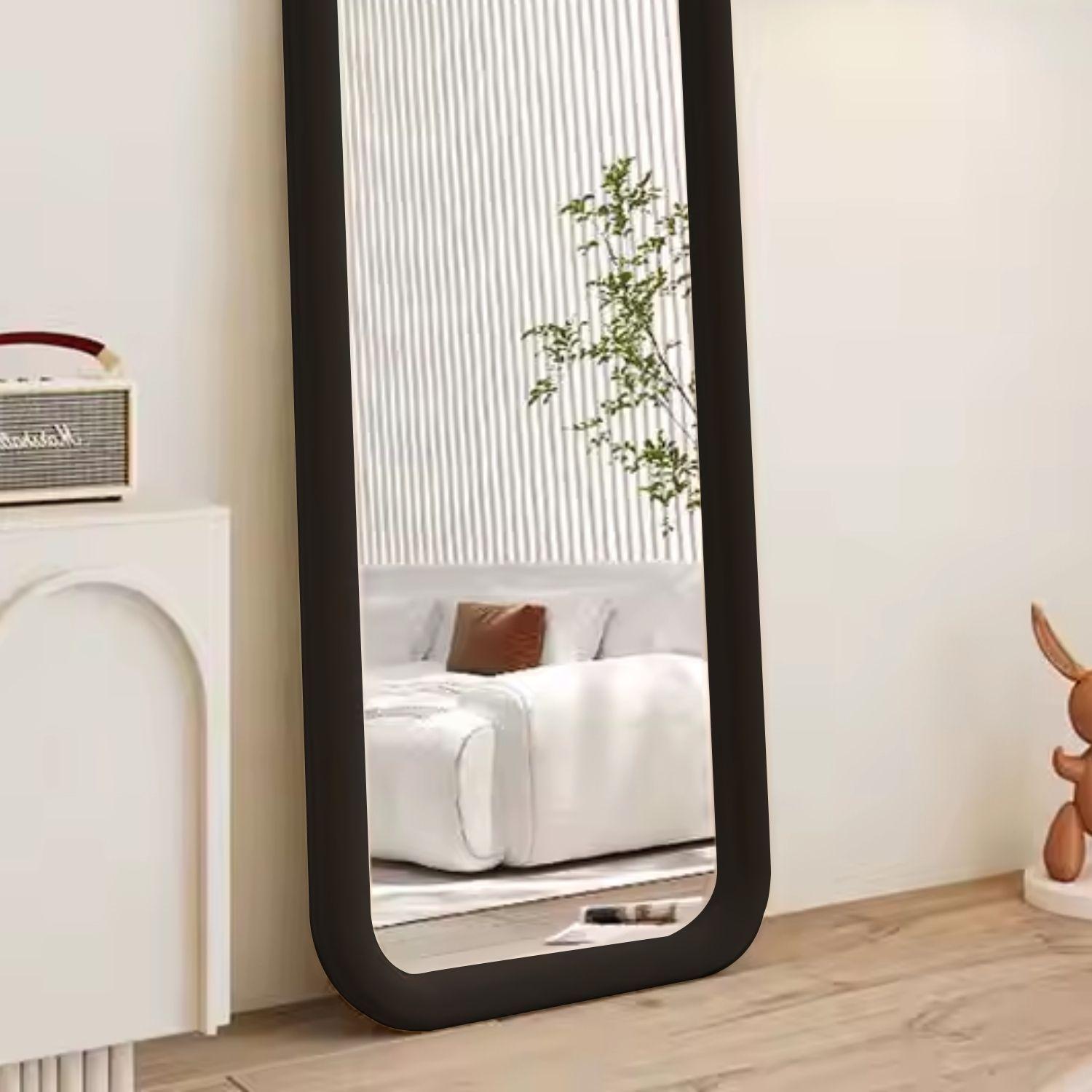 Espejo Curvo Cuerpo Entero Negro180x80cm Borde Tela-3