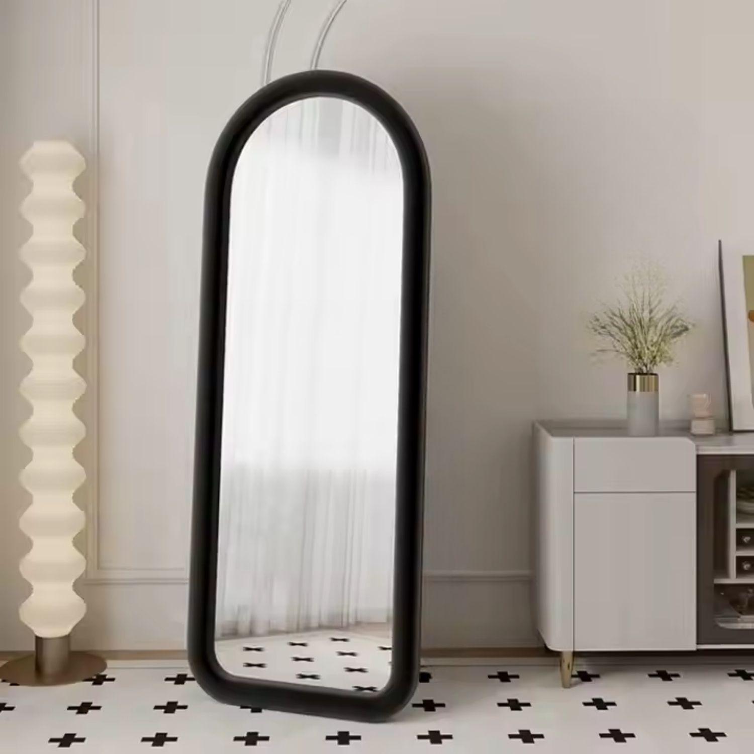 Espejo Curvo Cuerpo Entero Negro180x80cm Borde Tela-4