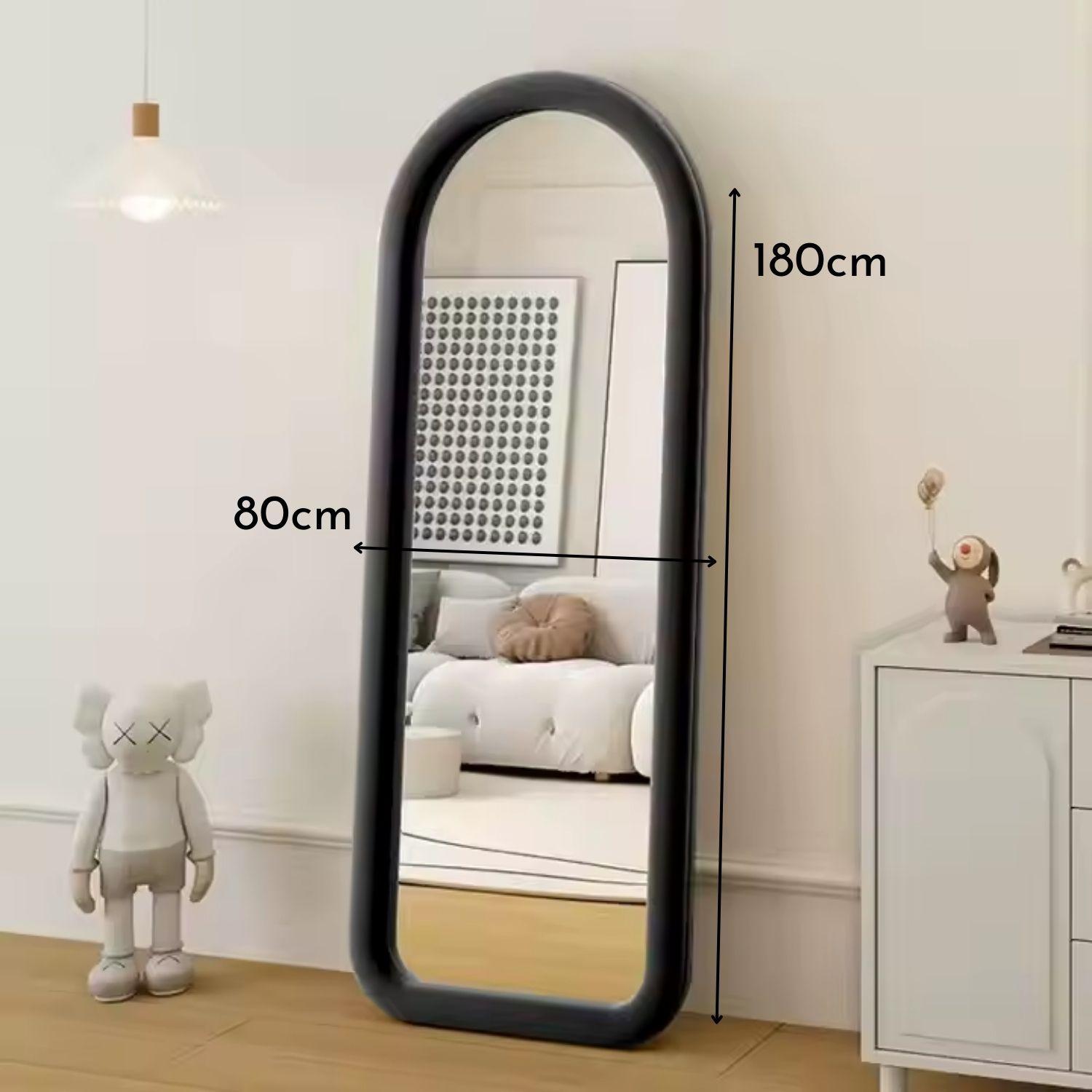 Espejo Curvo Cuerpo Entero Negro180x80cm Borde Tela-5